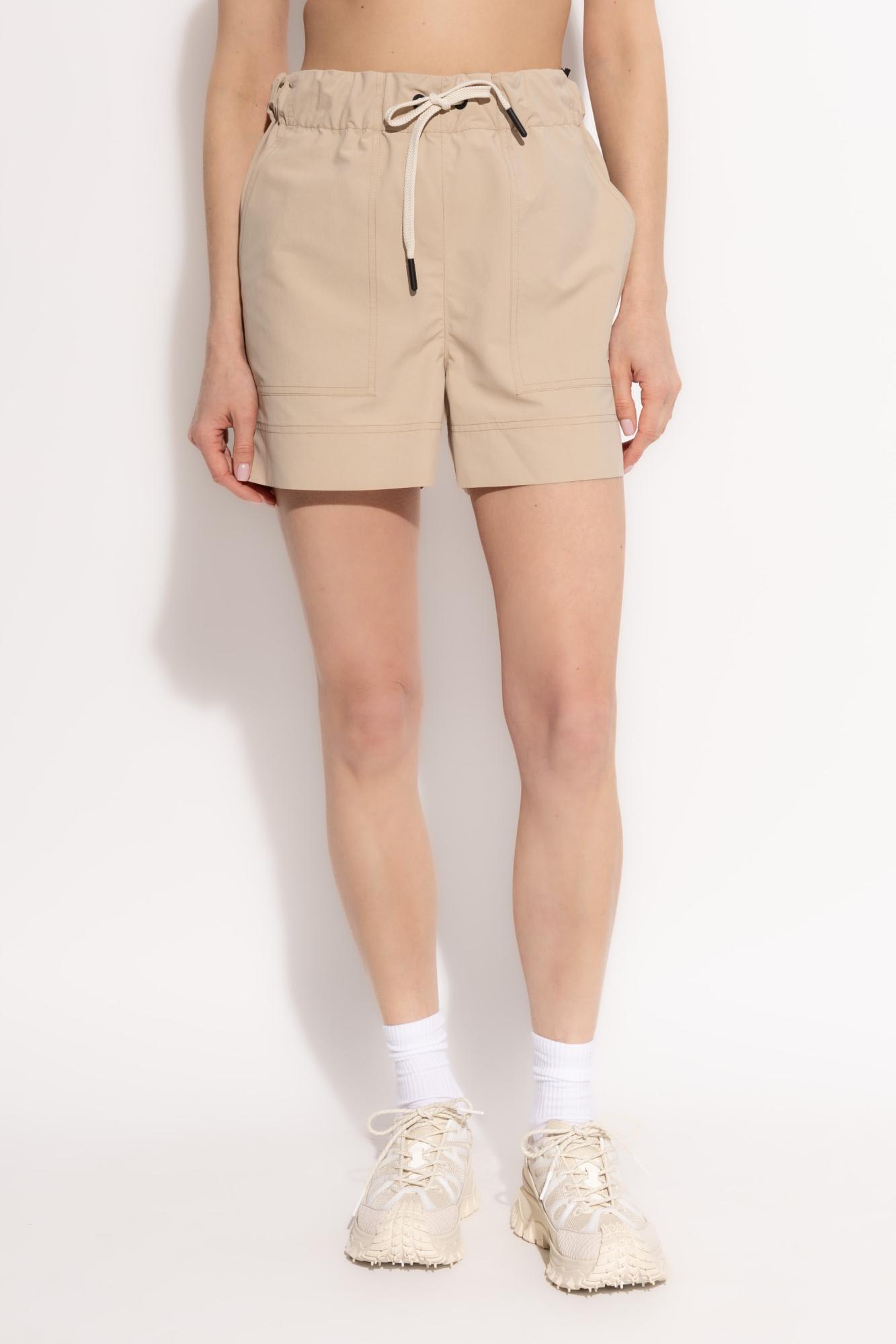 Moncler Grenoble Women Logo Nylon Shorts In Beige