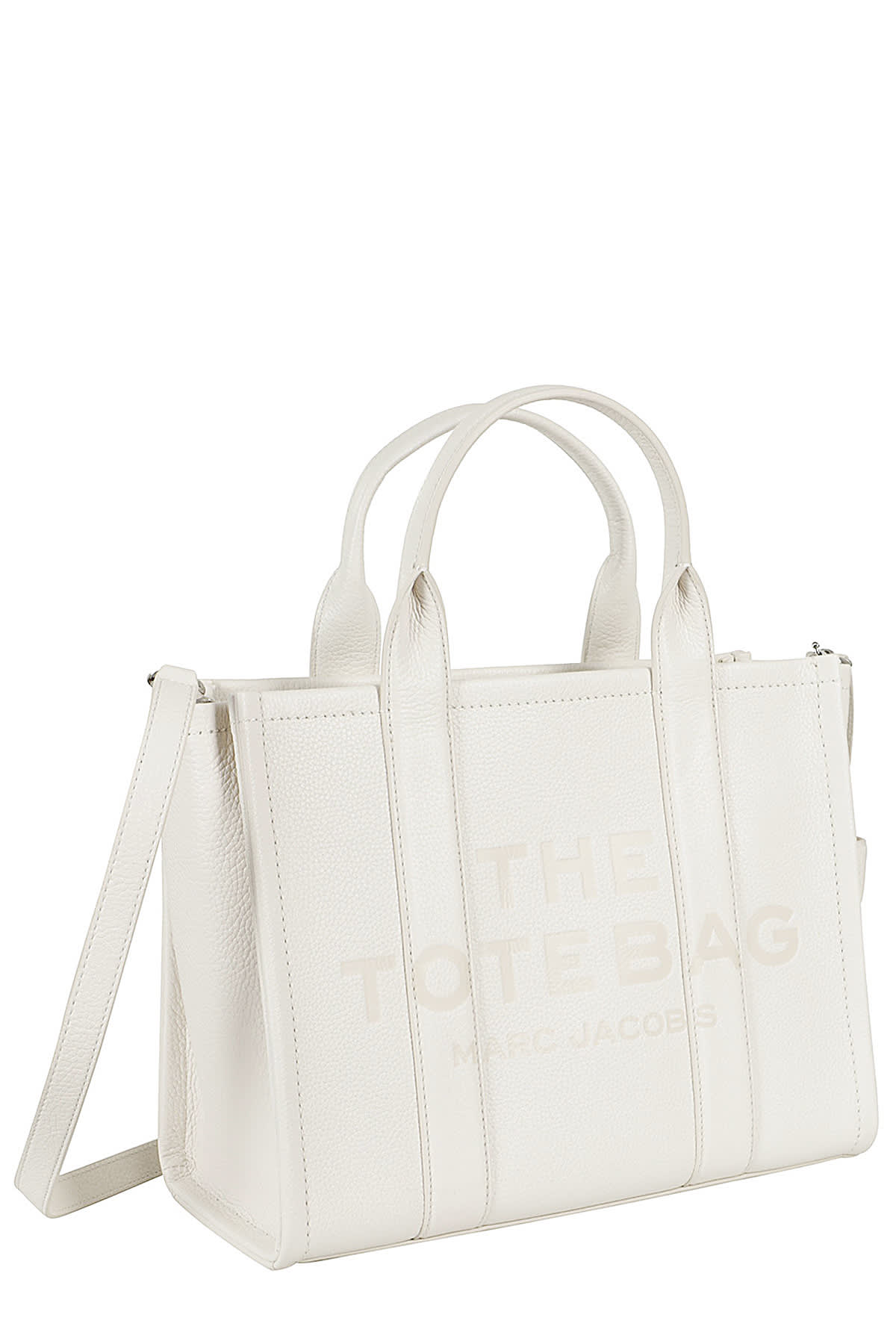 Shop Marc Jacobs The Medium Tote In Cotton Silver