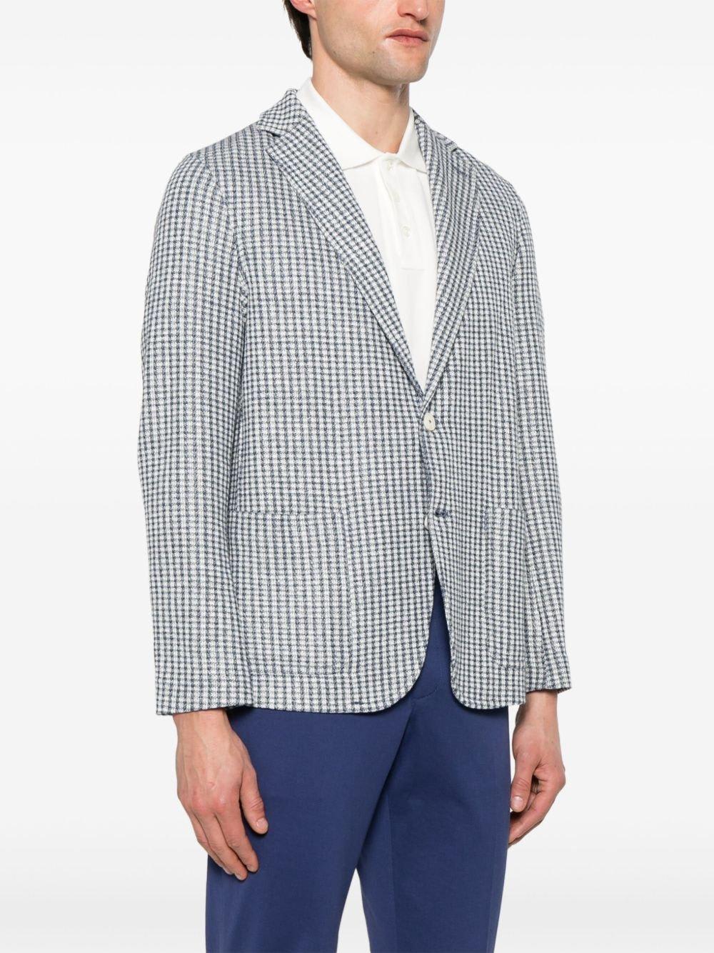 Circolo 1901 Checkered Cotton And Linen Blend Jacket In Blue