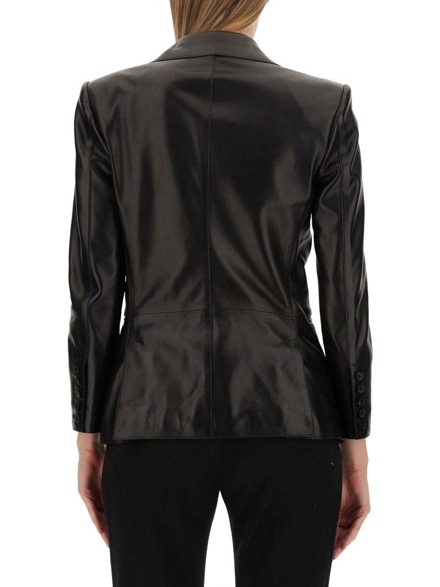 Shop Tom Ford Single-breasted Leather Jacket In Black