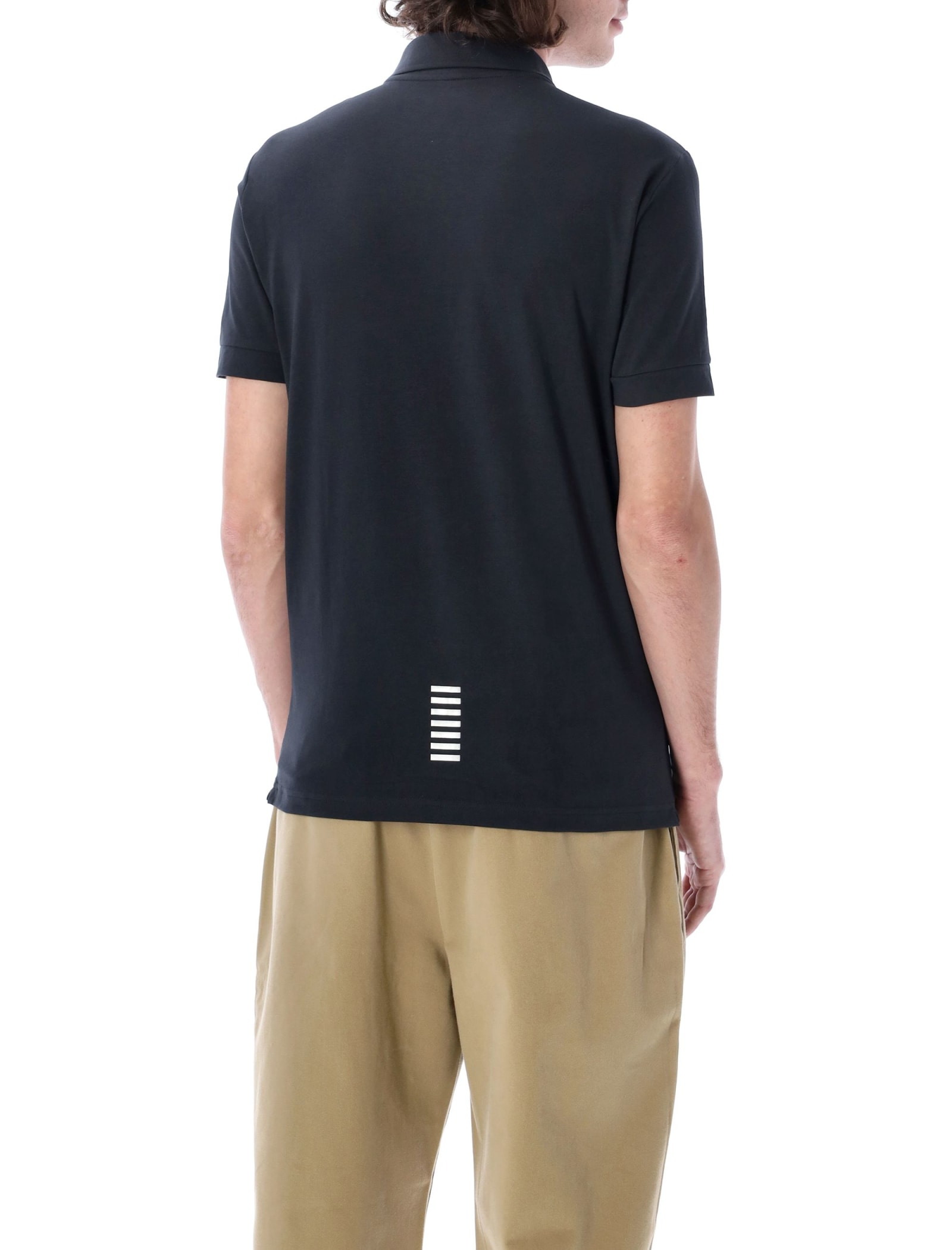 Ea7 Core Identity Stretch-cotton Polo Shirt In Night Blue