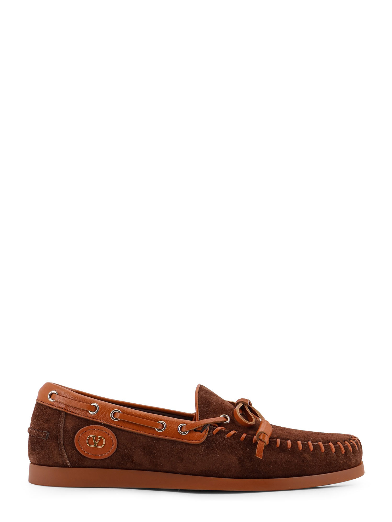 Valentino Garavani Palm Avenue Leather And Suede Boat Shoe