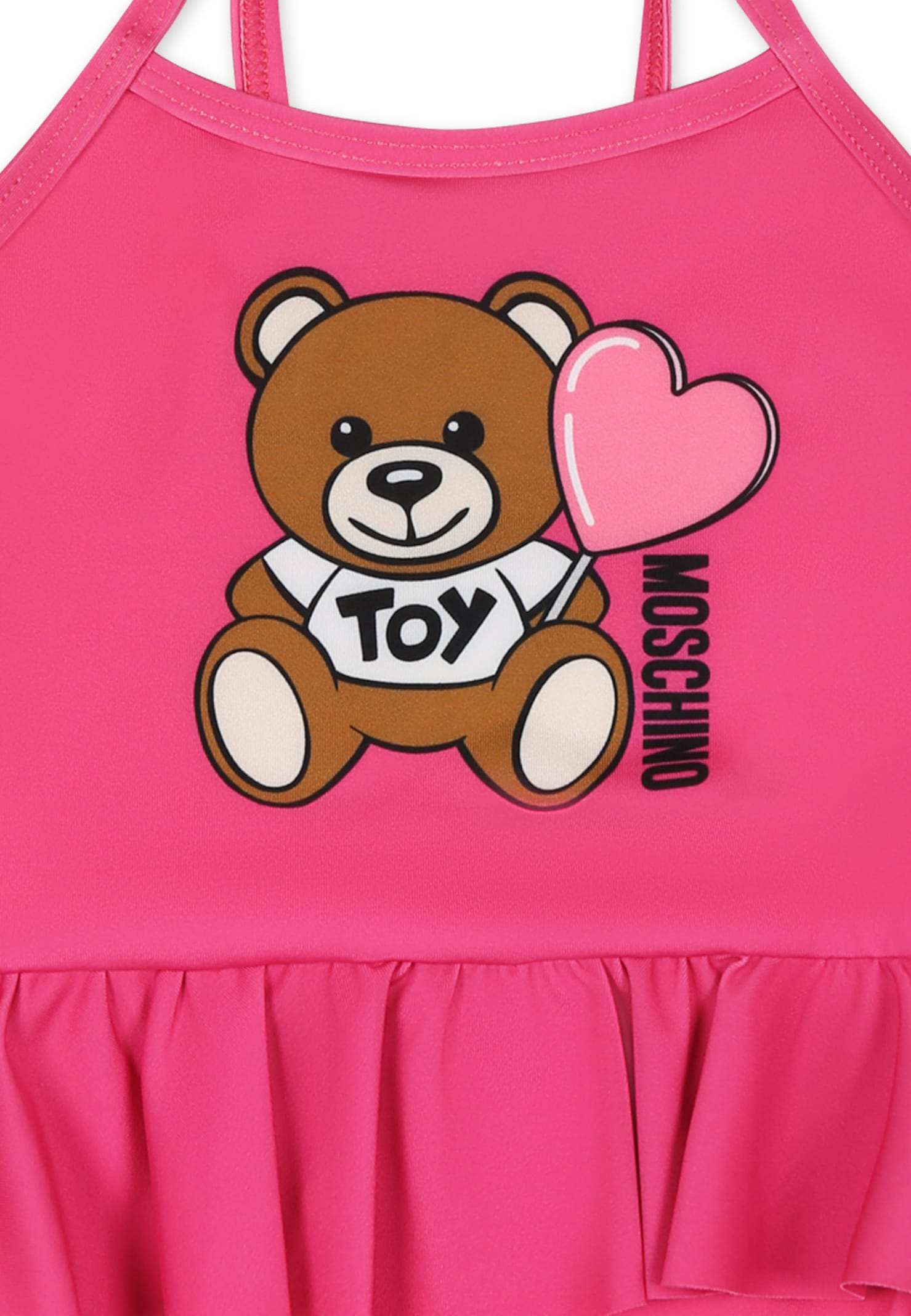 Moschino Fuchsia One-piece Swimsuit For Baby Girl With Teddy Bear In Fuchsia