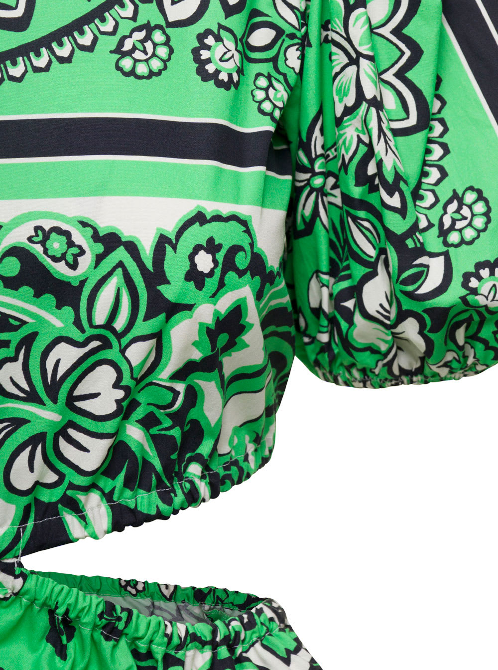 Red Valentino Cut Out Detail Puff Sleeve Mini Dress In Green