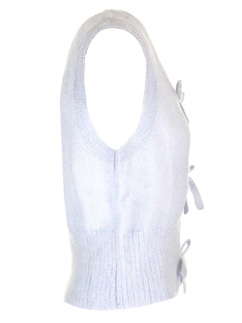 Shop Ganni Vest With Laces In Light Blue