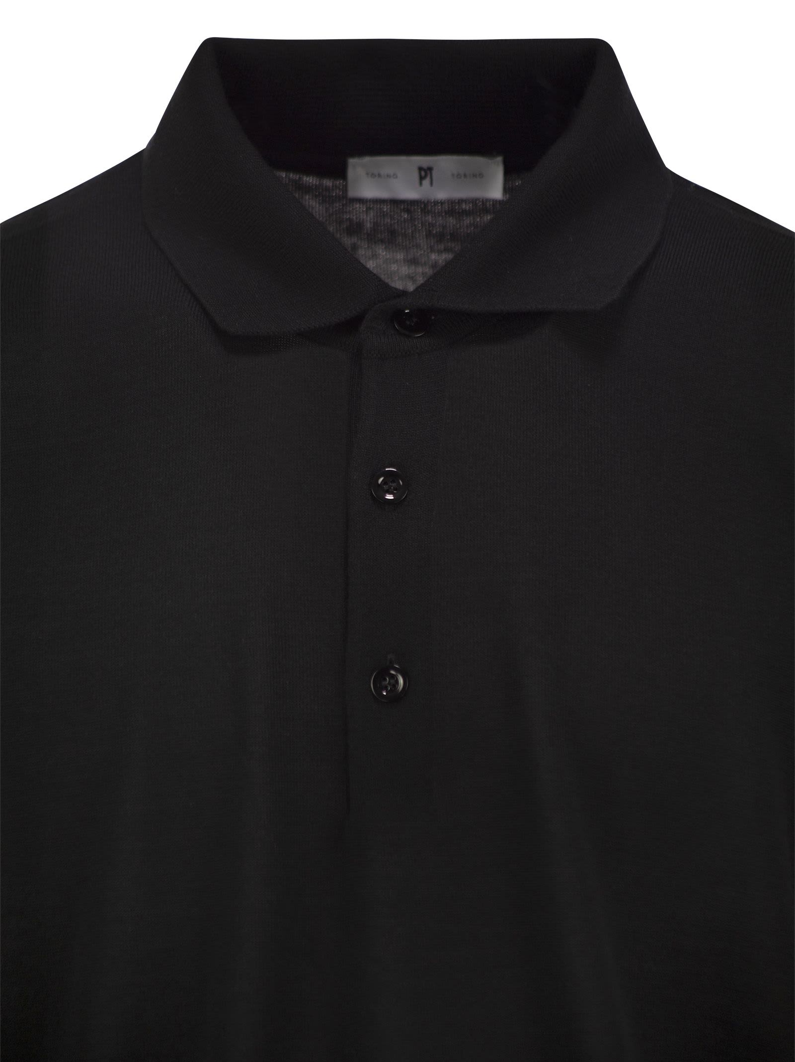 Pt Torino Wool Polo Shirt In Black