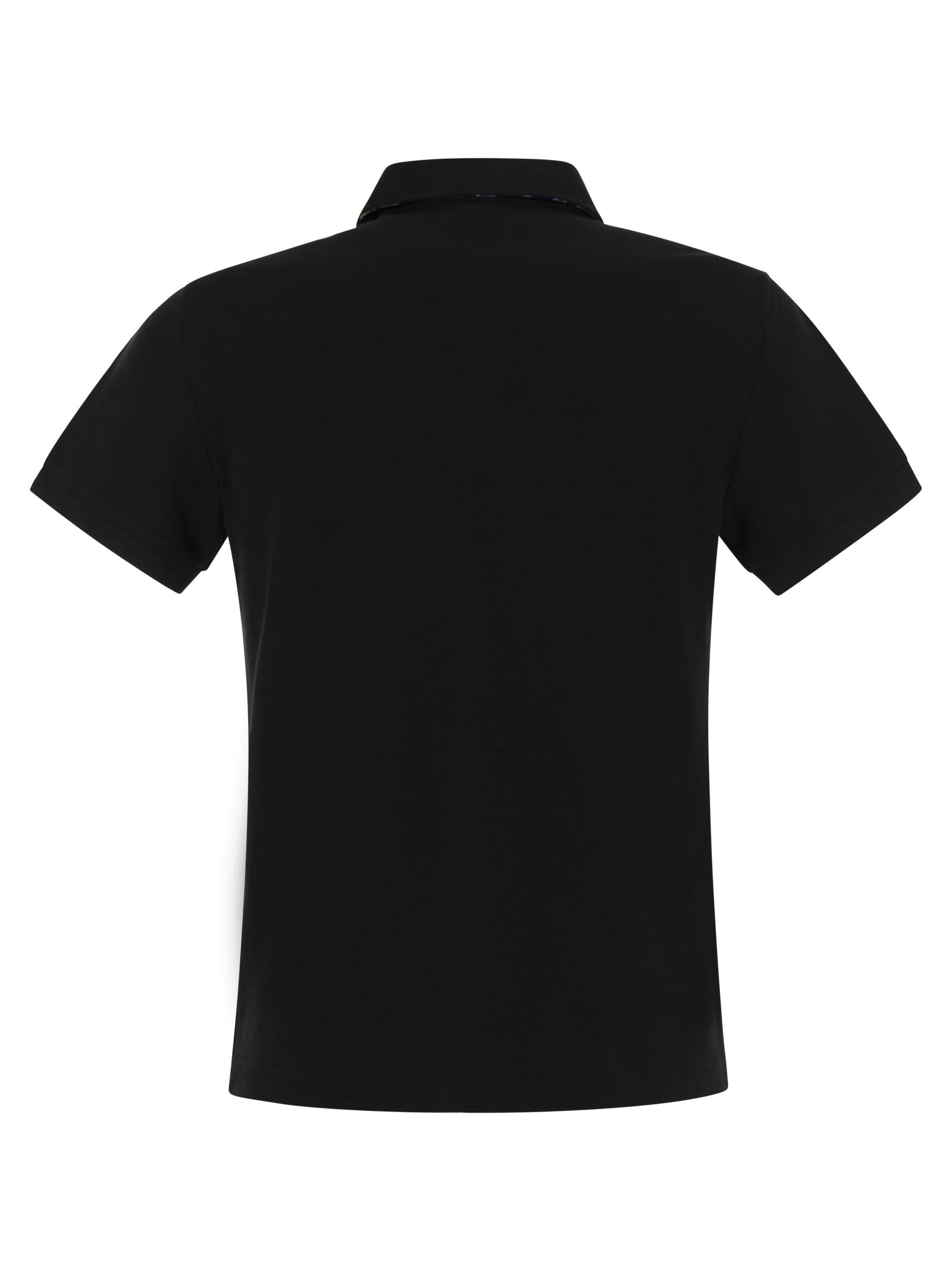 Shop Etro Piqué Polo Shirt With Pegasus In Black