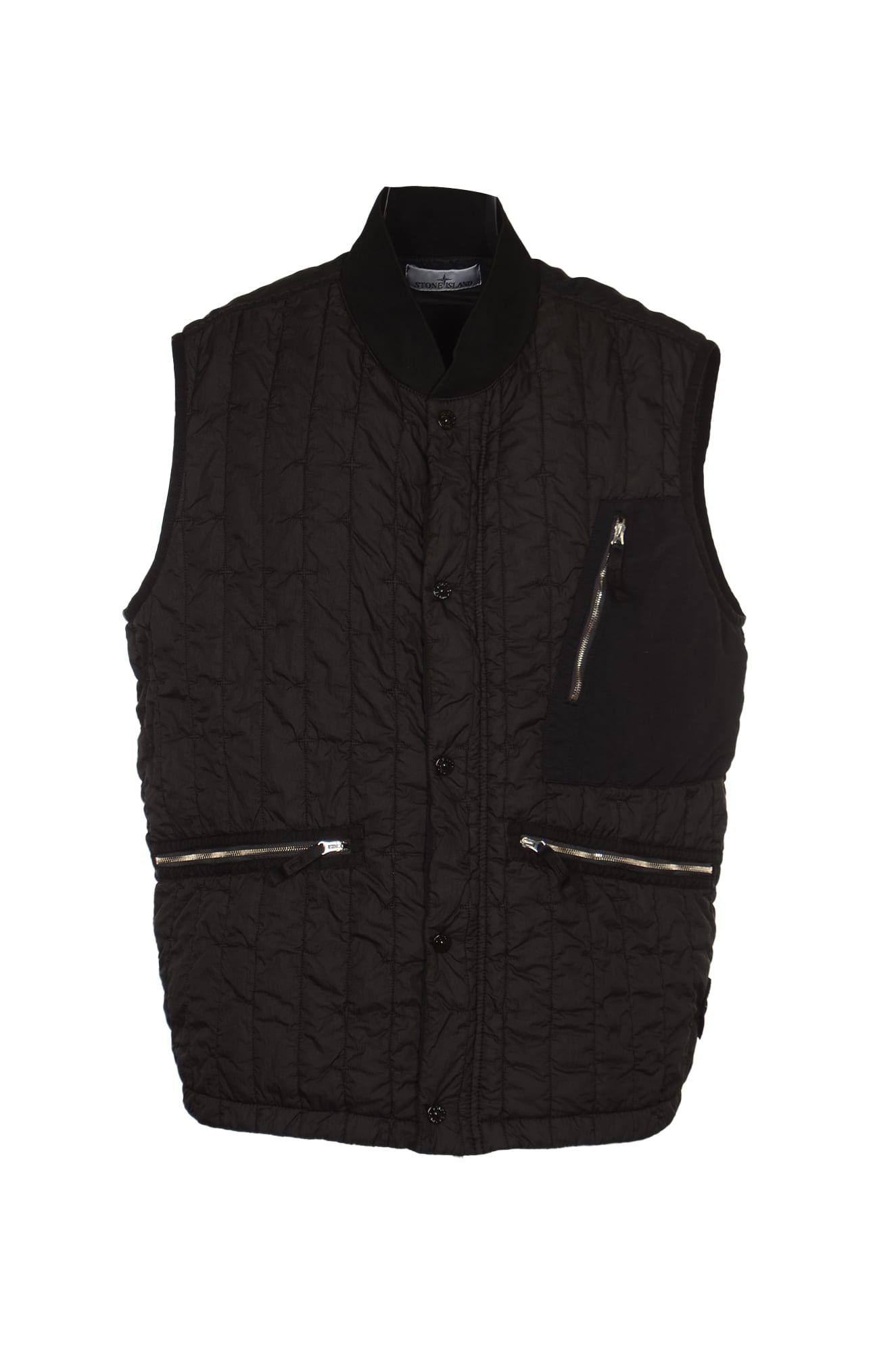 Shop Stone Island Quilted Buttoned Vest In Black