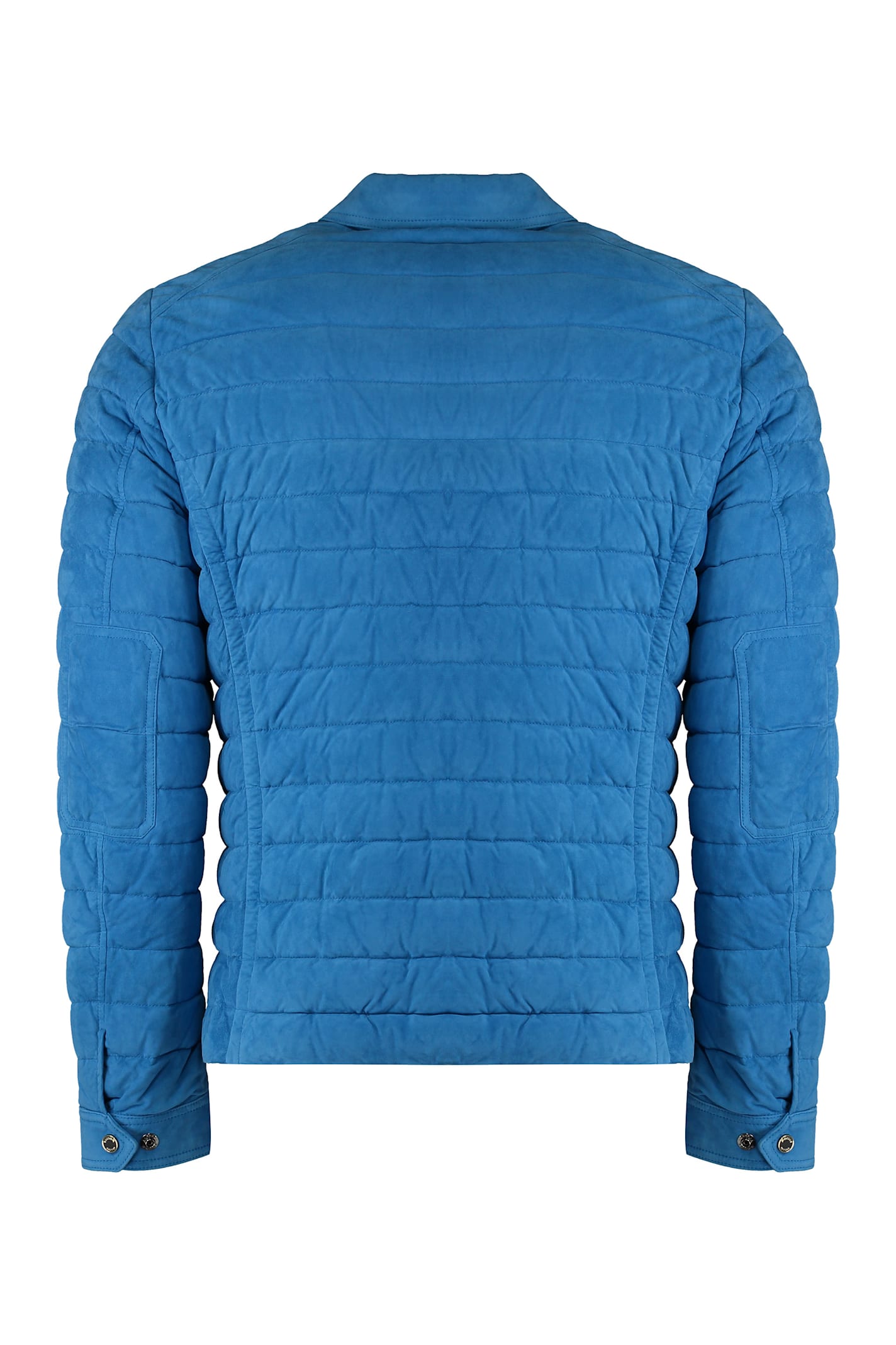 Moorer Suede Quilted Jacket In Blue