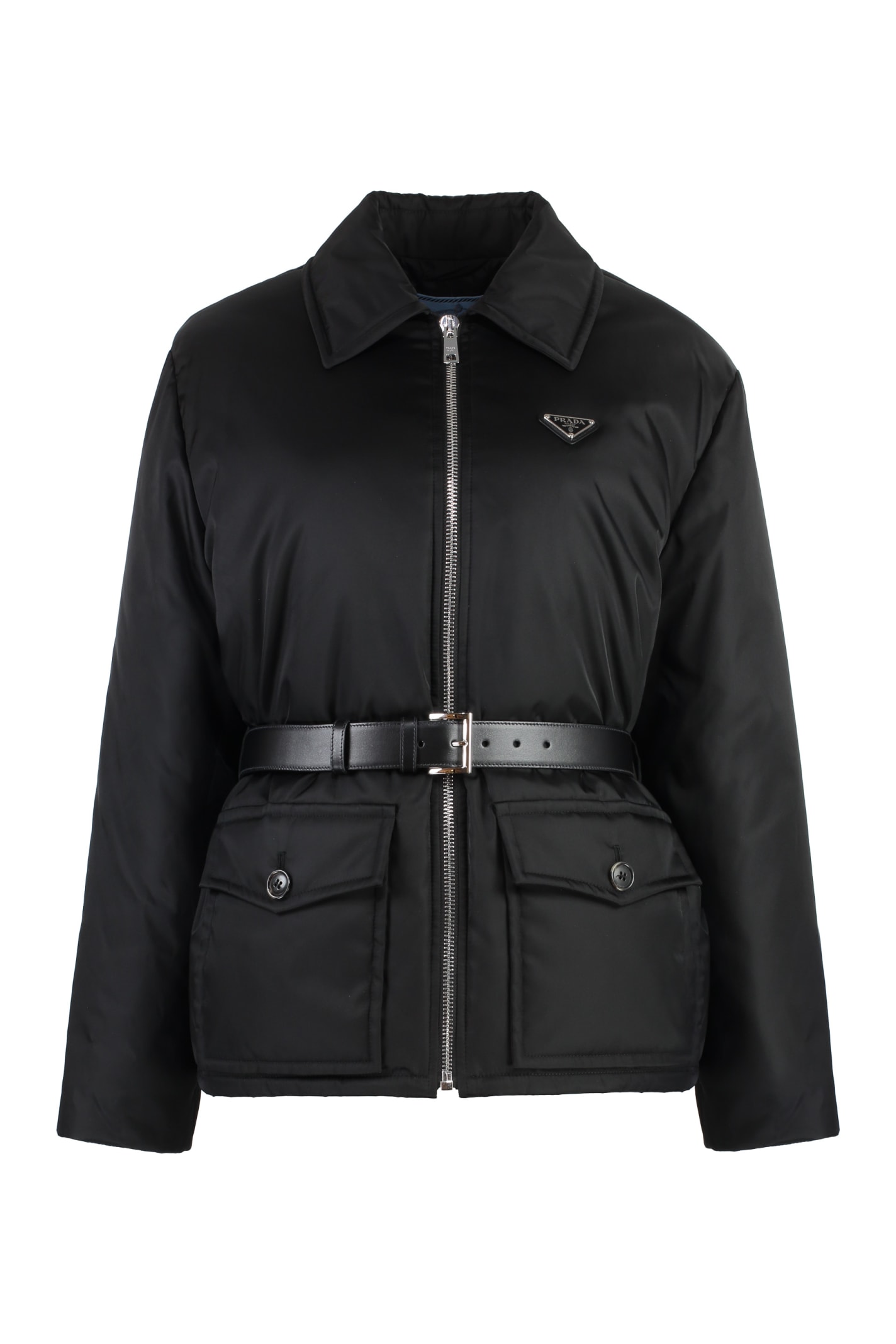 Shop Prada Re-nylon Down Jacket In Black