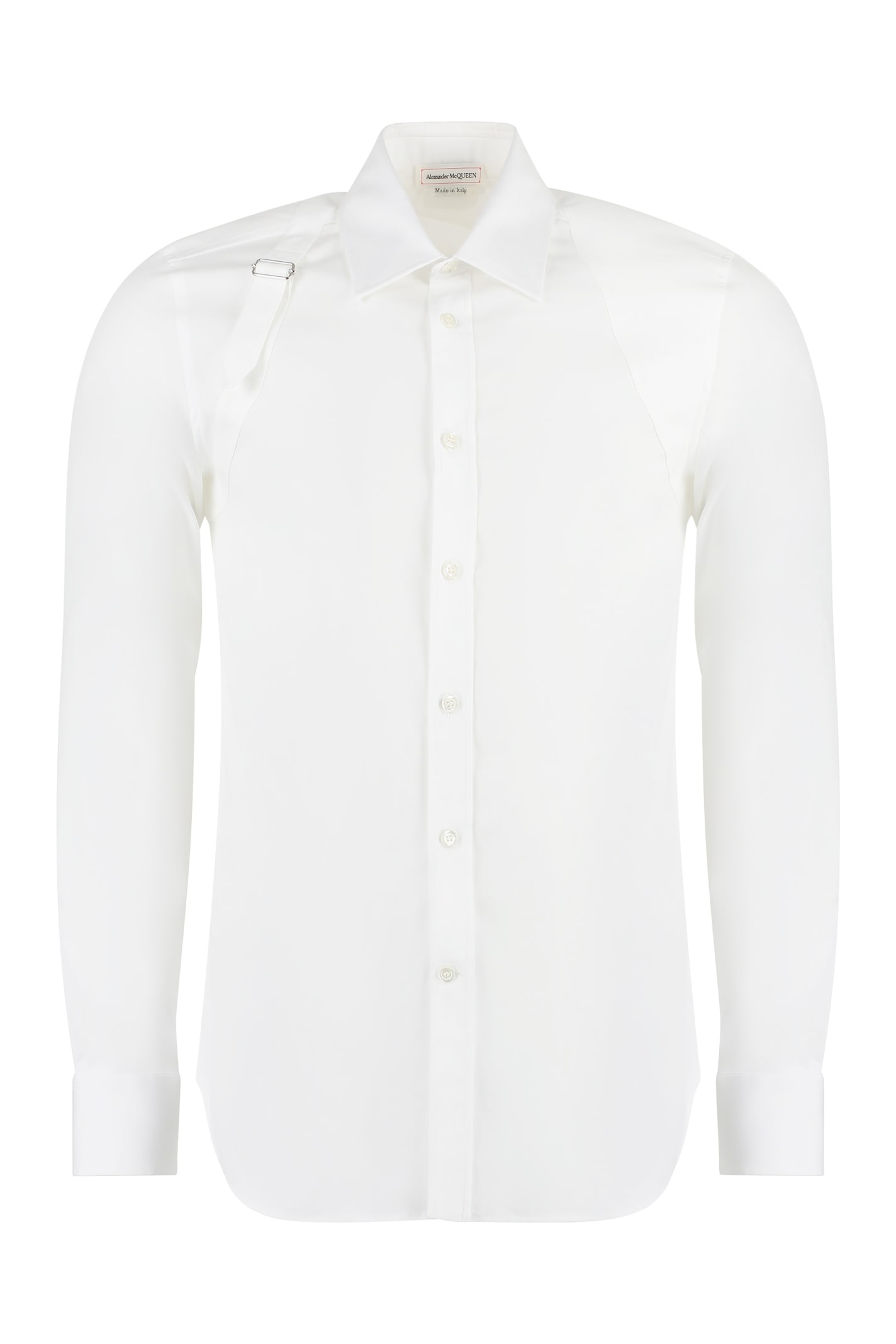 Shop Alexander Mcqueen Harness Cotton Poplin Shirt In White