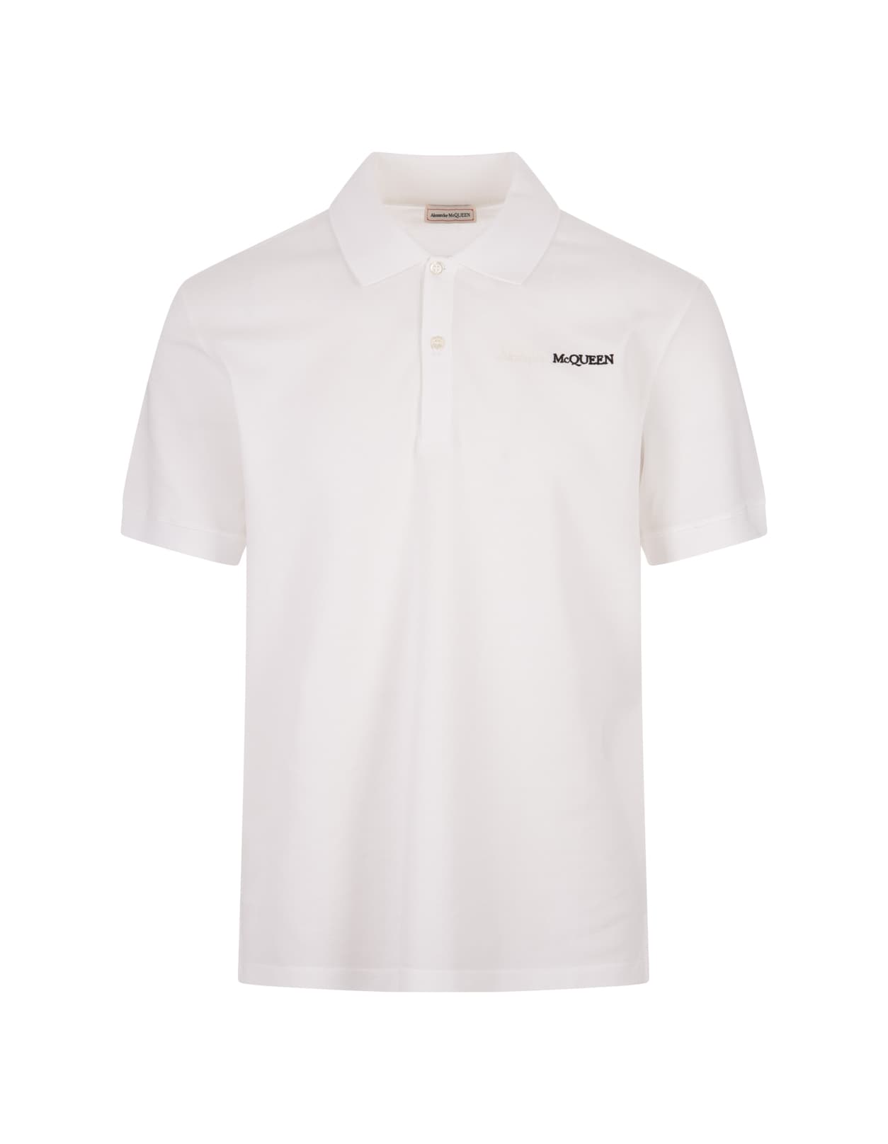 Shop Alexander Mcqueen White Polo Shirt With Two-tone Logo Embroidery