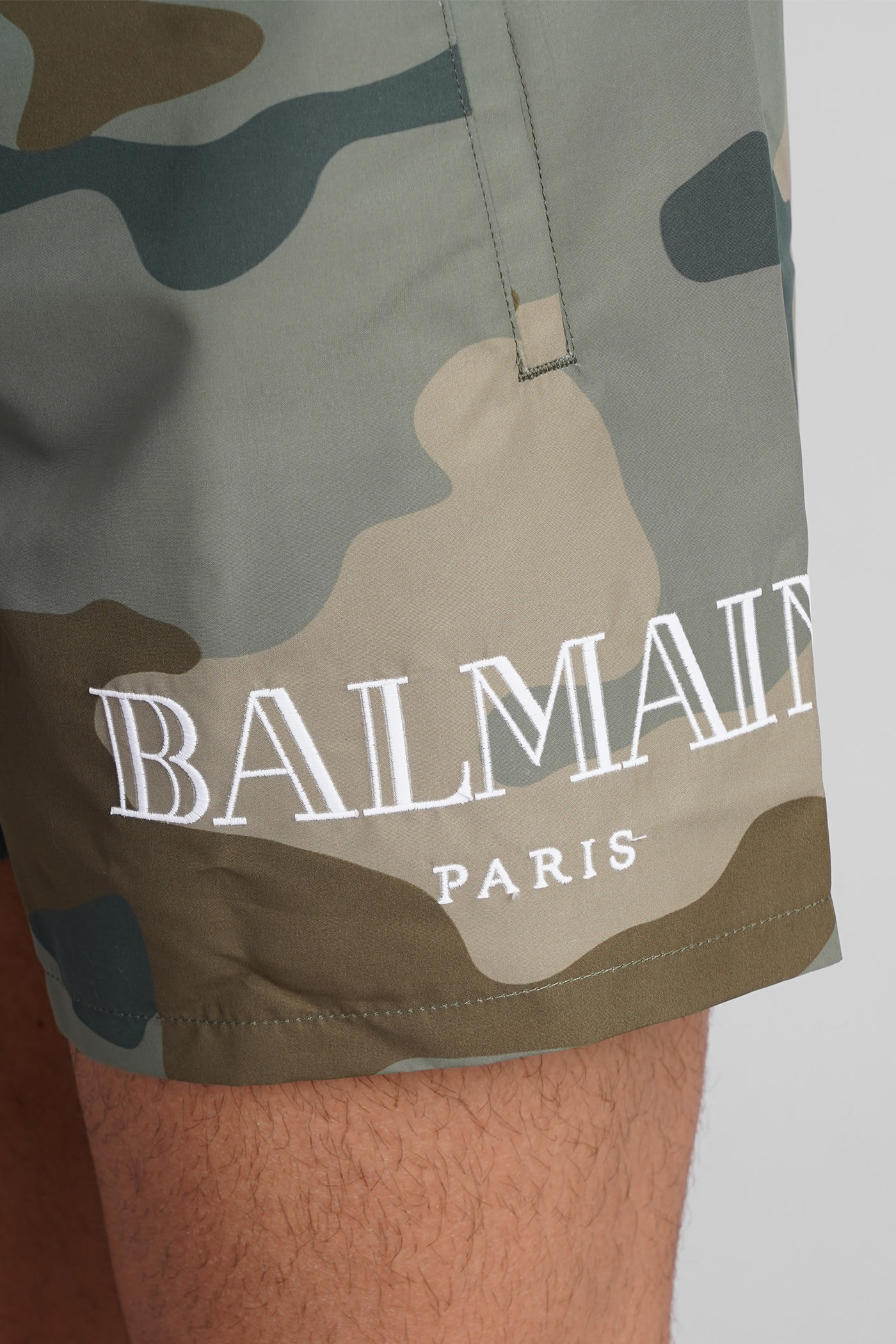 Shop Balmain Beachwear In Green Polyester