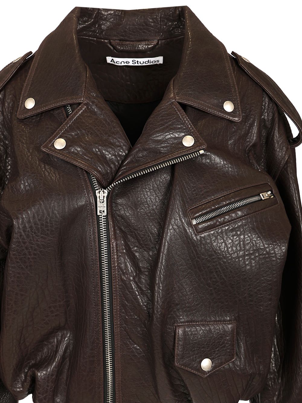 Acne Studios Leather Jacket In Brown