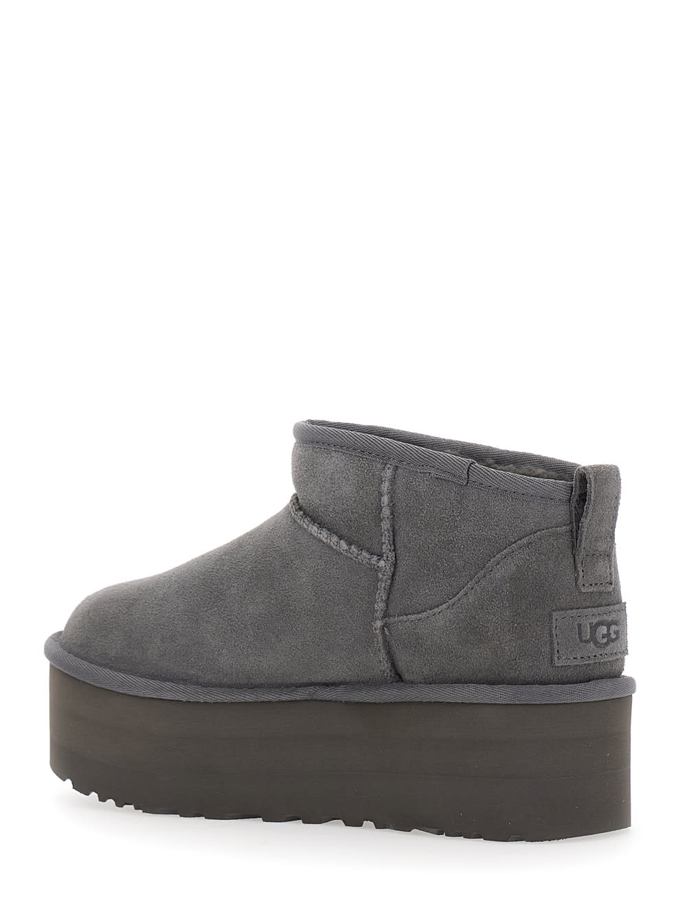 Ugg Classic Ultra Mini Platform Suede Ankle Boots In Gray