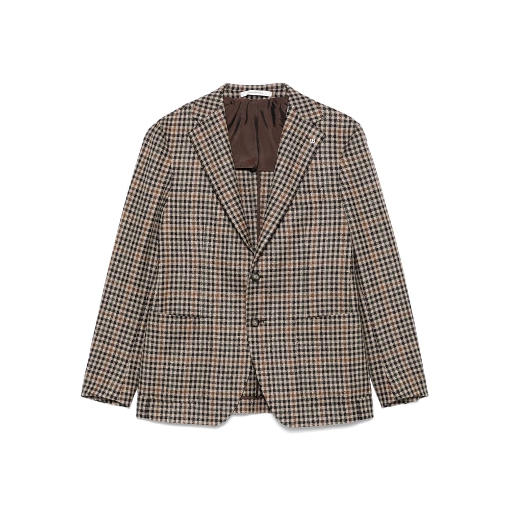 Tagliatore Check Blazer In Brown
