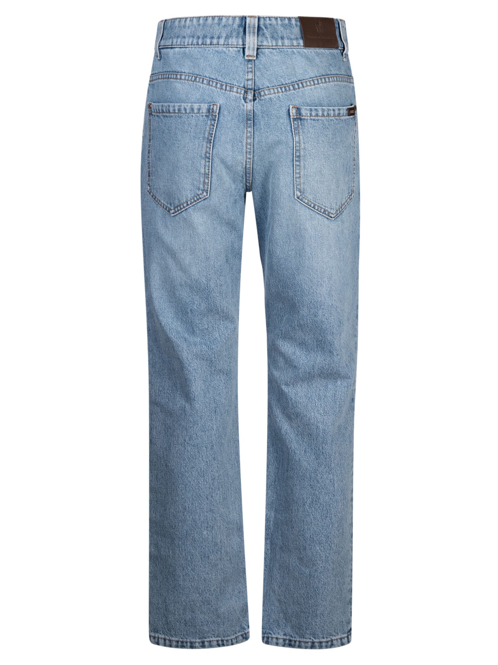 Shop Brunello Cucinelli Button Straight Jeans In Blue