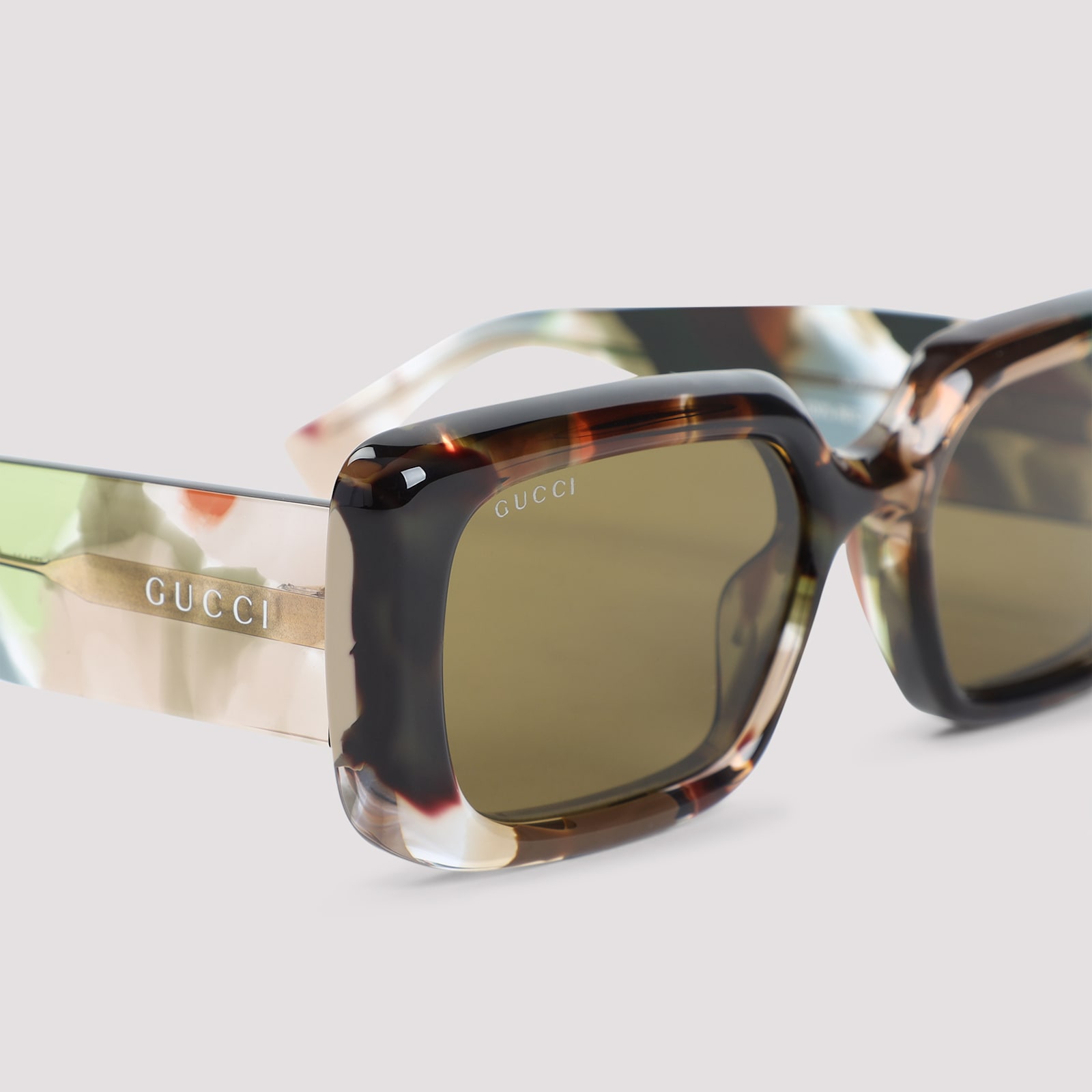 Gucci Oversized Square Frame Sunglasses With Glossy Finish In Multi