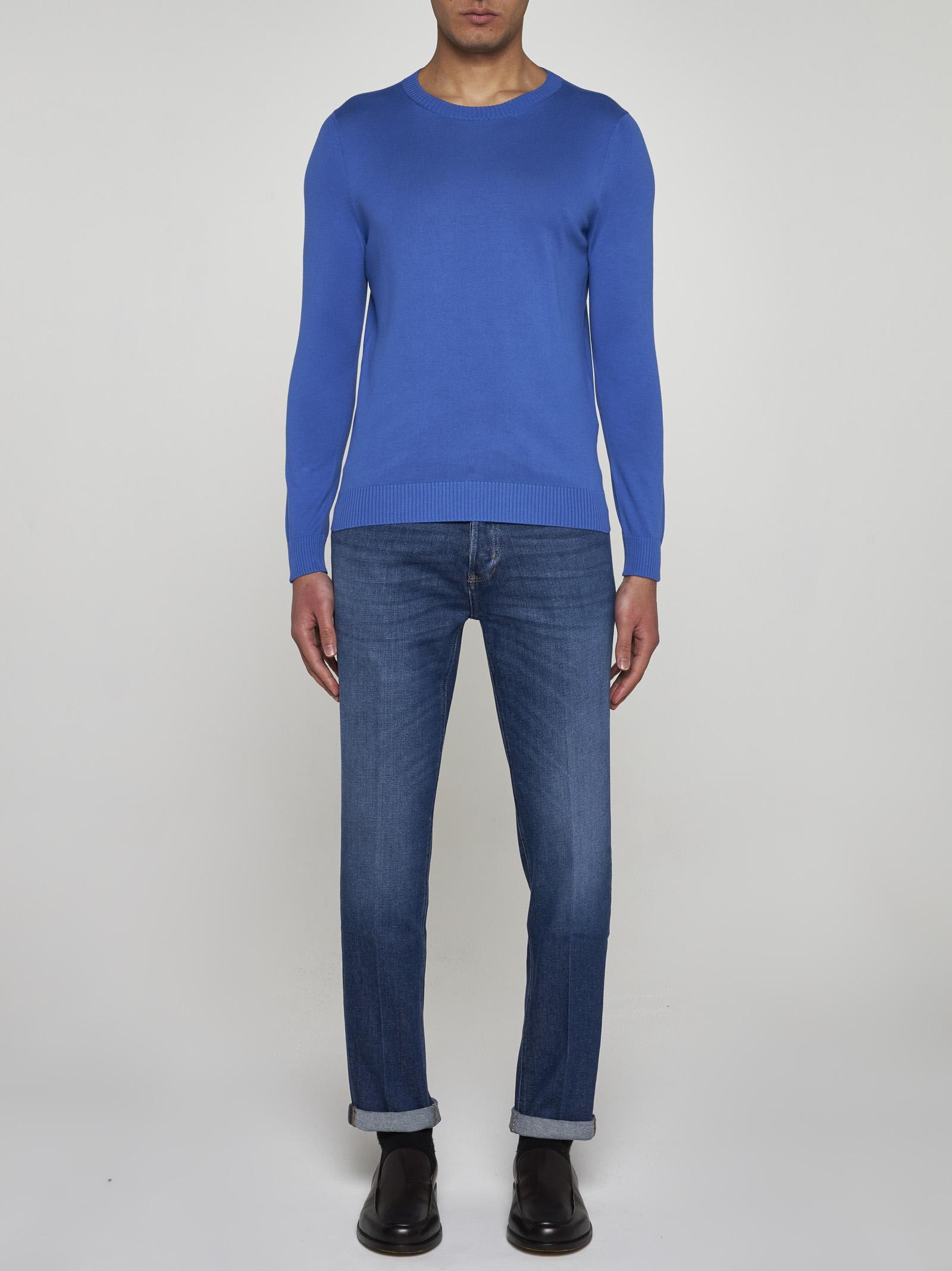Shop Malo Cotton Sweater In Bluette