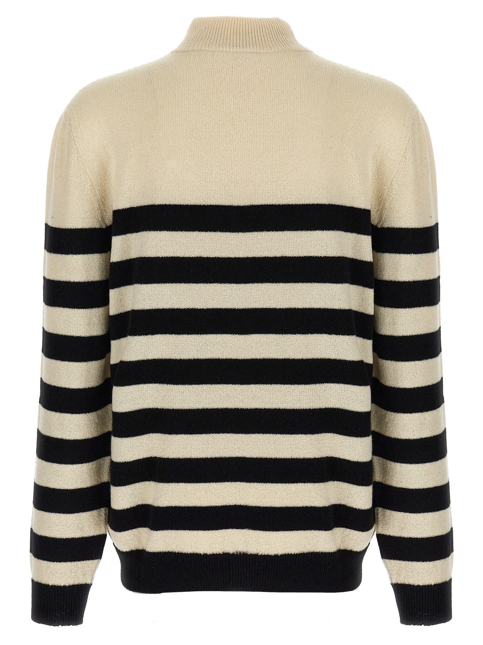 Balmain Striped Sweater With Ribbed Cuffs And Hem In Neutral