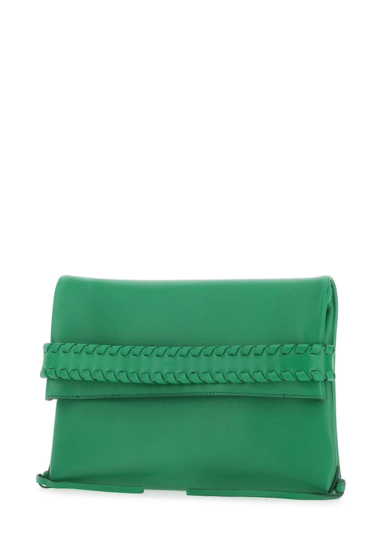 Shop Chloé Grass Green Leather Mony Clutch In 31k