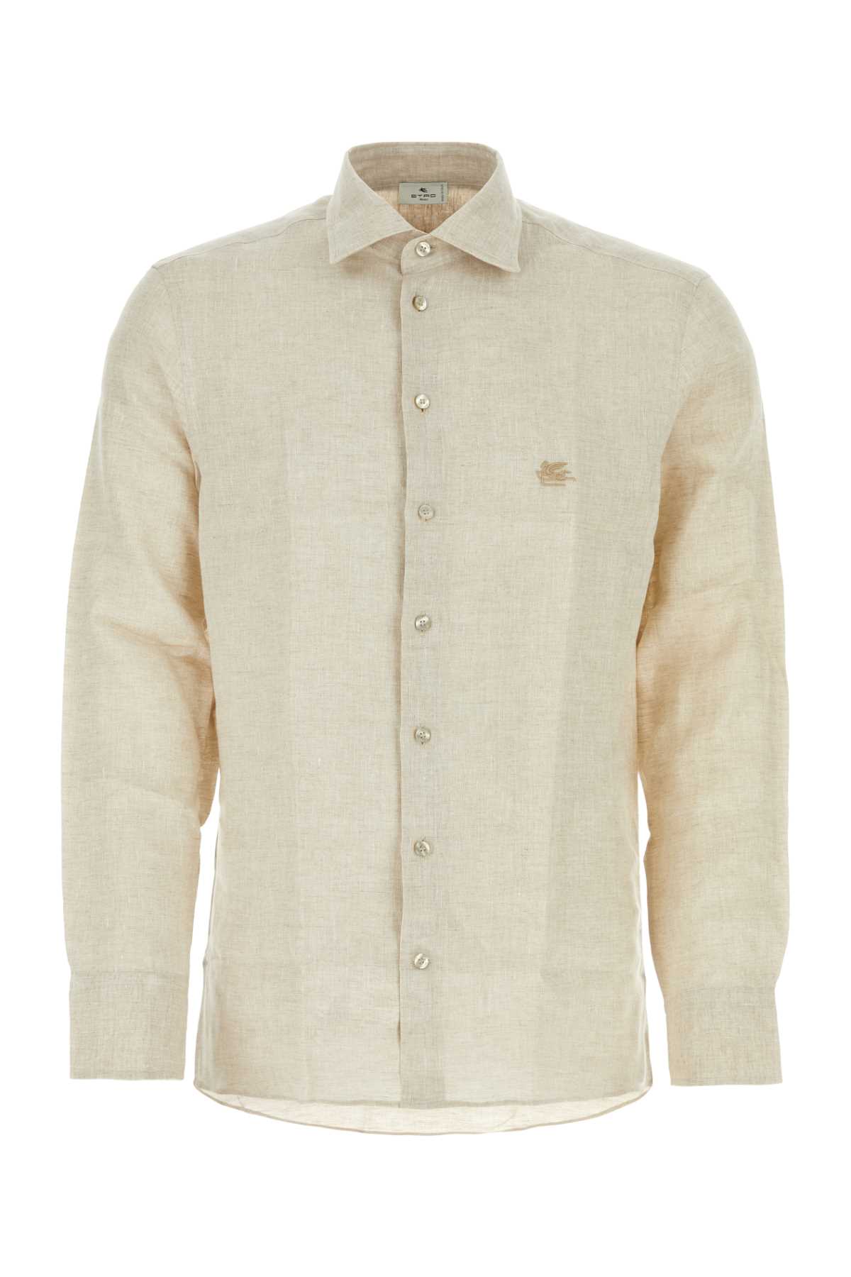 Shop Etro Sand Linen Shirt In M0299