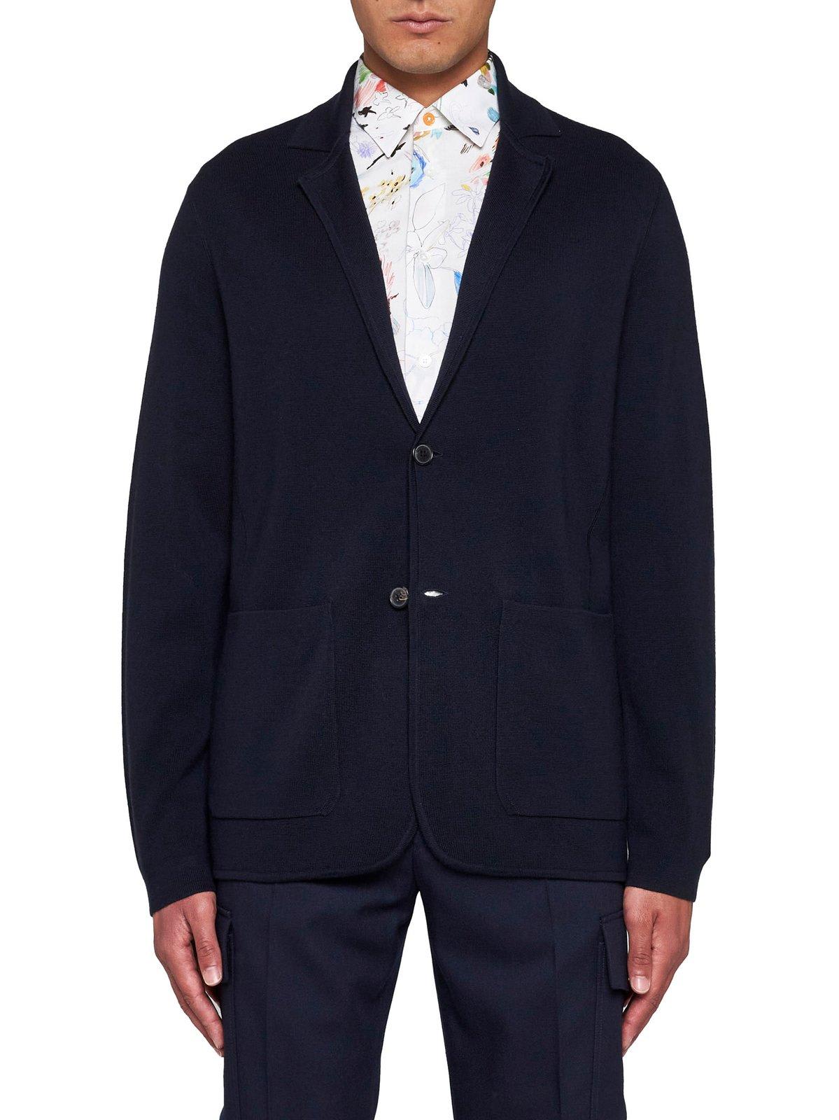 Shop Paul Smith V-neck Fine Knit Cardigan In Blue