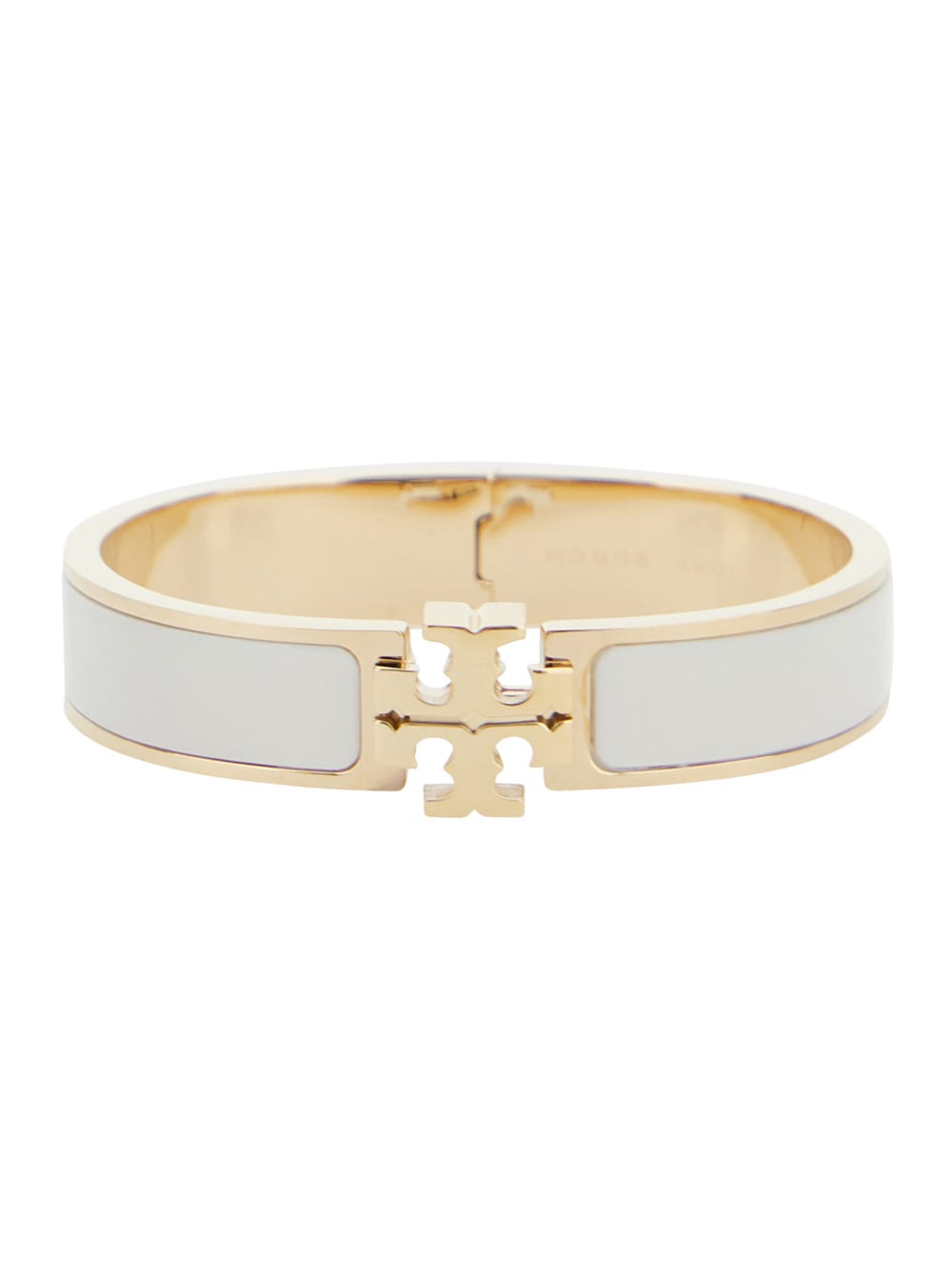kira White Bracelet With Logo Plaque Closure In 18k Gold-plleated Brass Blend Woman