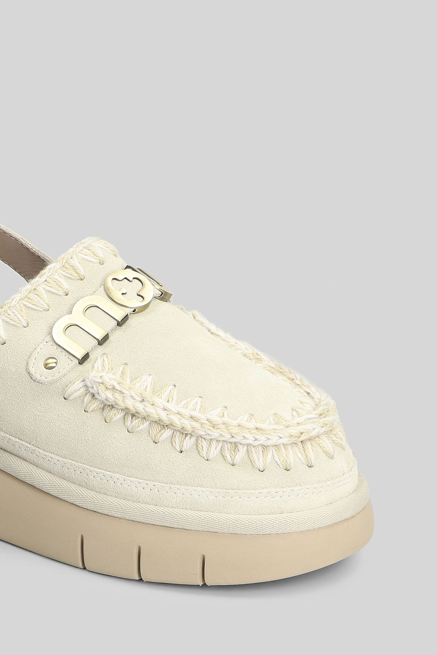 Mou Bounce Clog Slipper-mule In Grey Suede In Multi