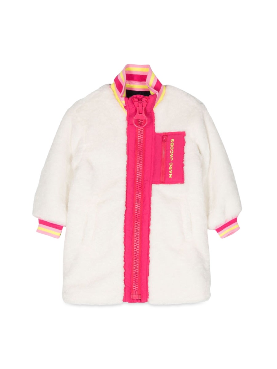 Shop Little Marc Jacobs Coat With Contrasting Zipper In White