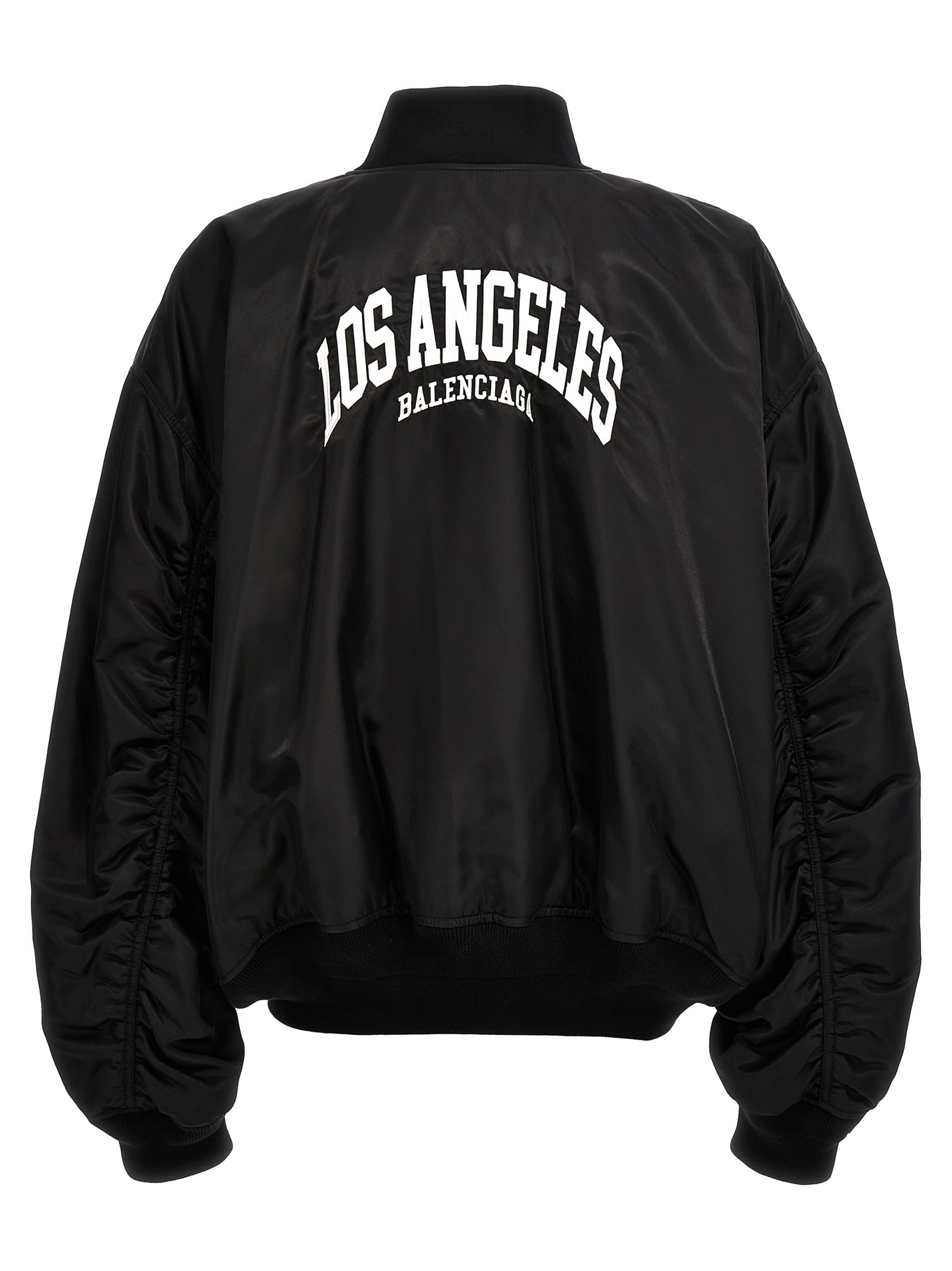 Shop Balenciaga La Varsity Bomber Jacket In White/black