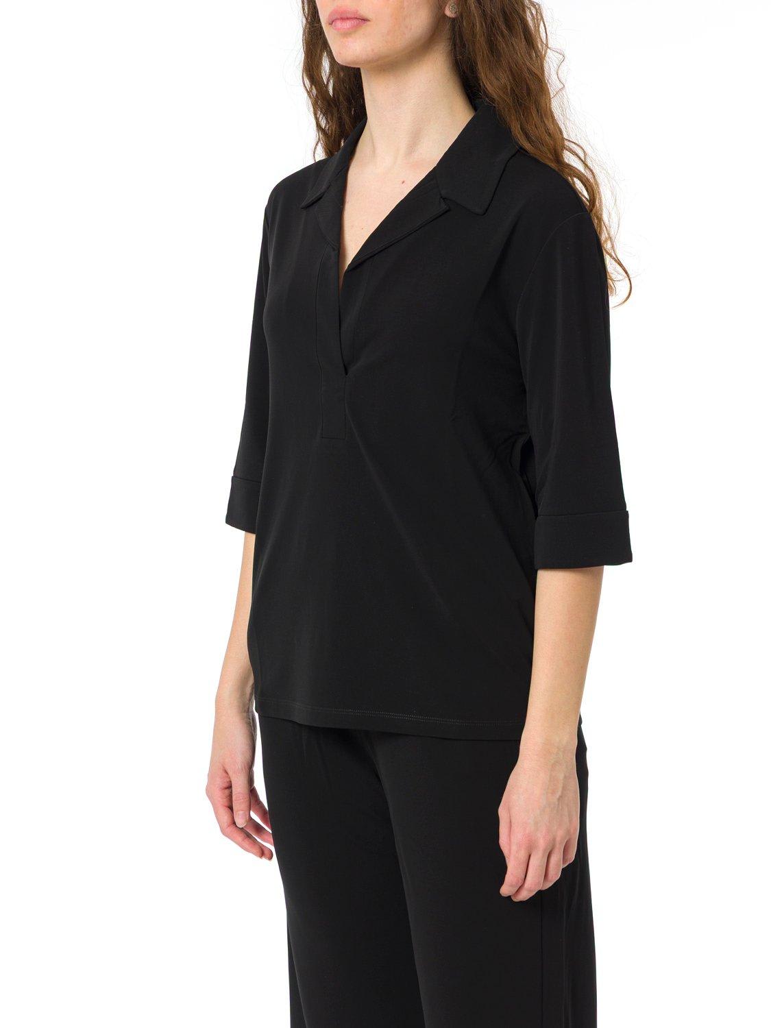 Max Mara V-neck Three-quarter-sleeved Blouse In Black