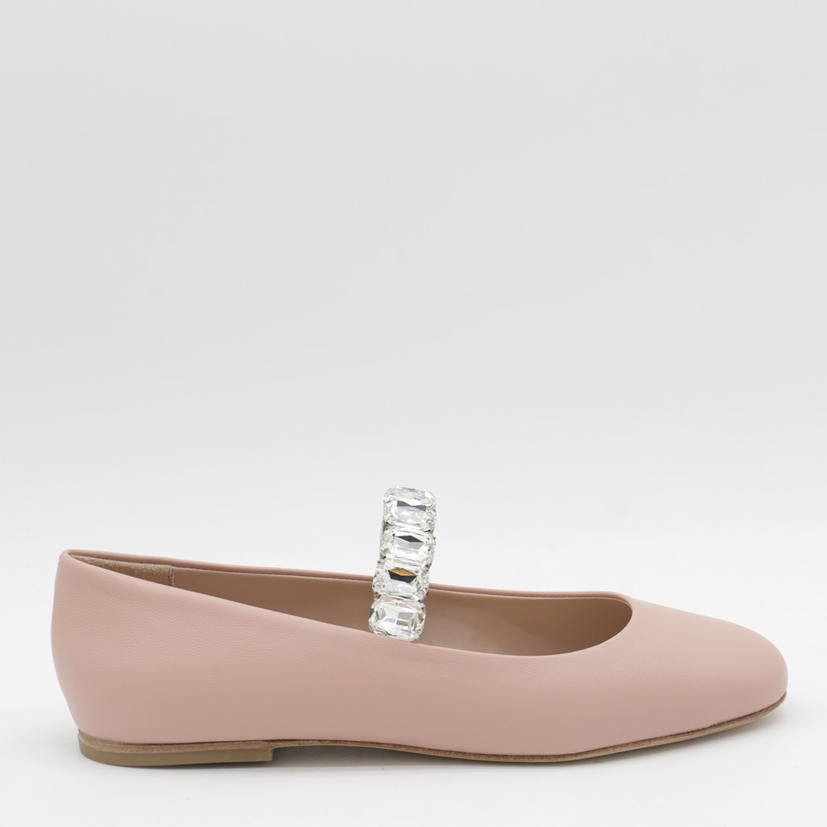 Beige Leather Flats