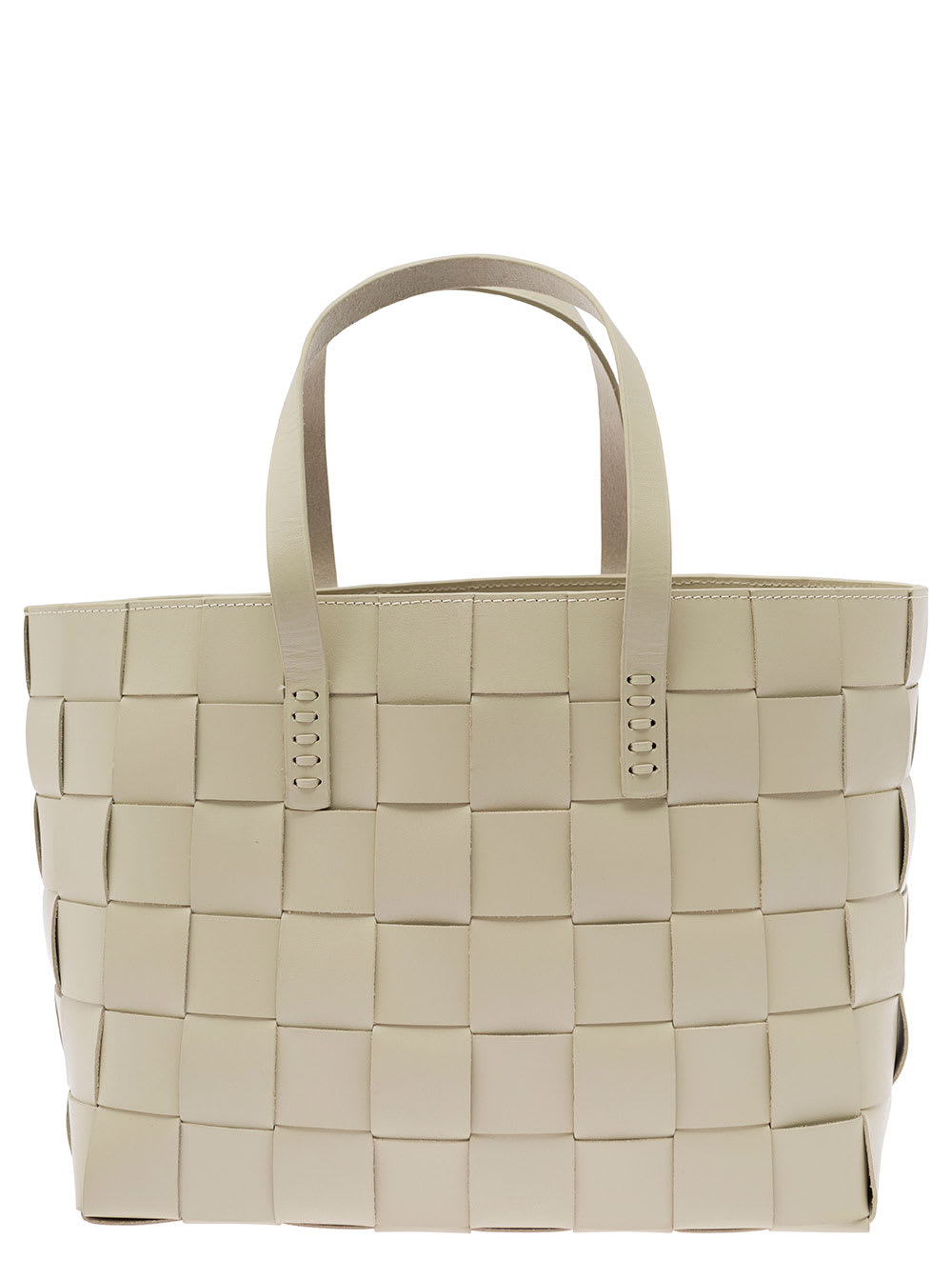 Shop Dragon Diffusion Japan Tote (flat Leathr Handles) Box Weave Basket 4cm Straps In Neutrals