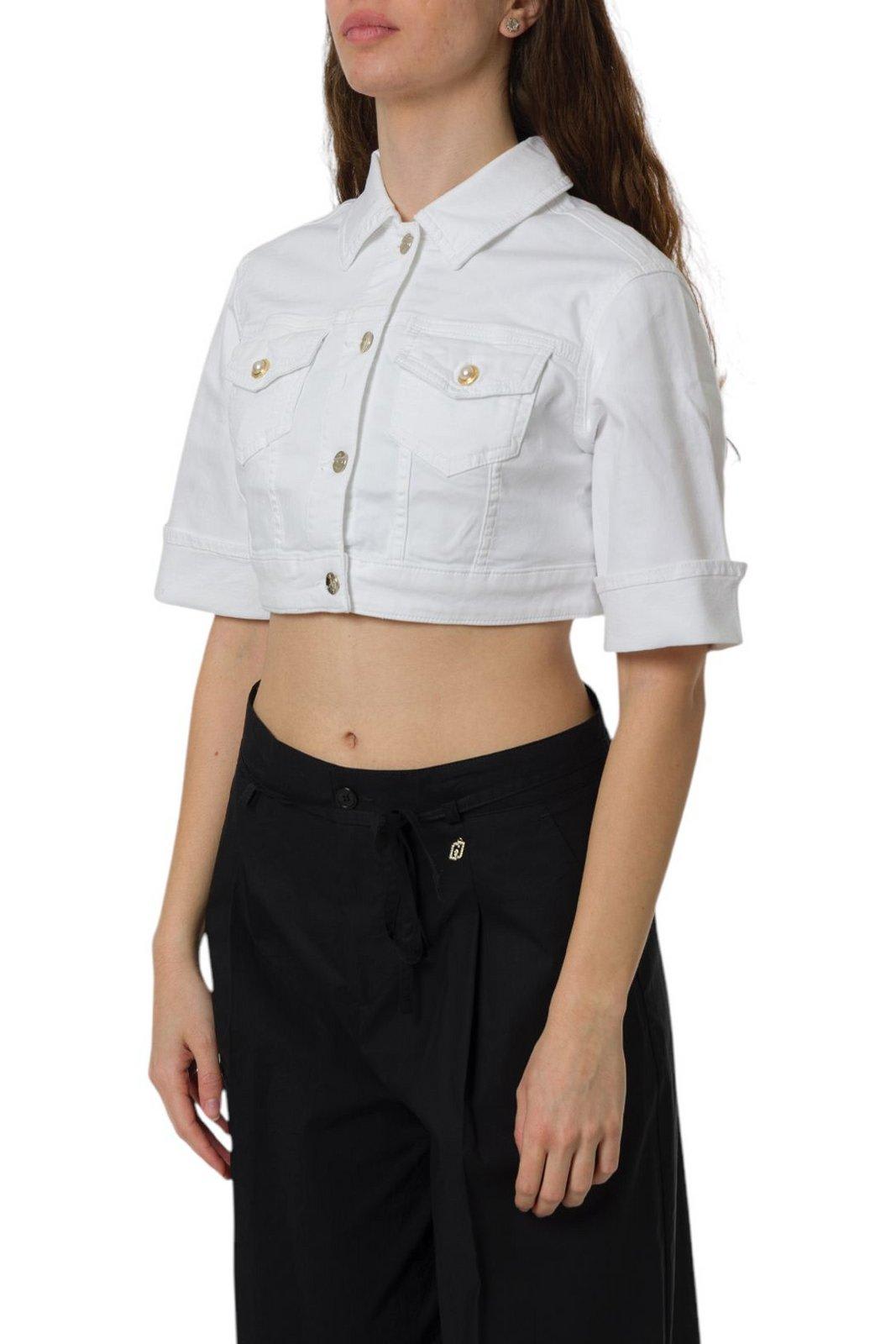 Liu •jo Short Sleeve Cropped Collared Jacket