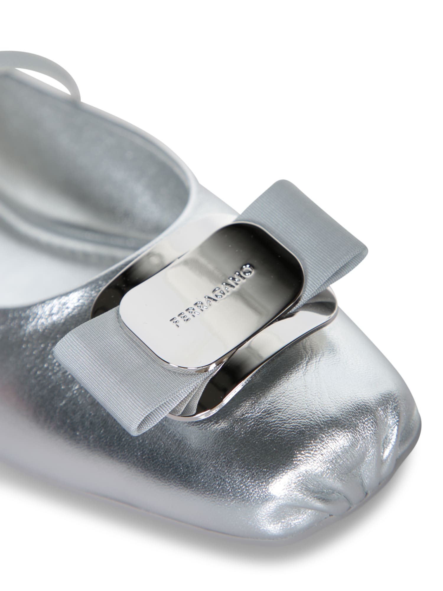 Ferragamo Zina Silver Ballerinas