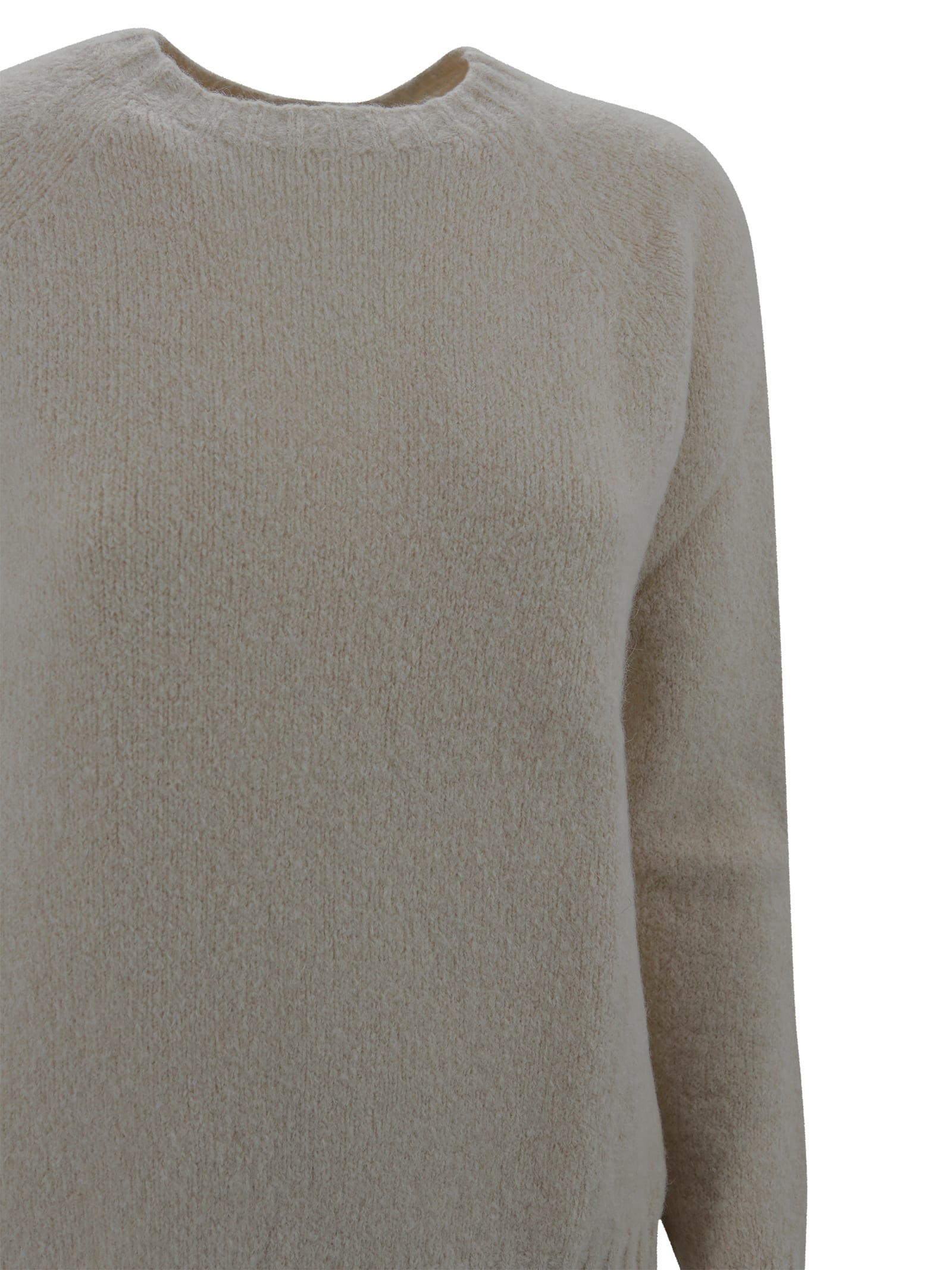 Weekend Max Mara Timeless Crew Neck Knitwear With Ribbed Details In Gray
