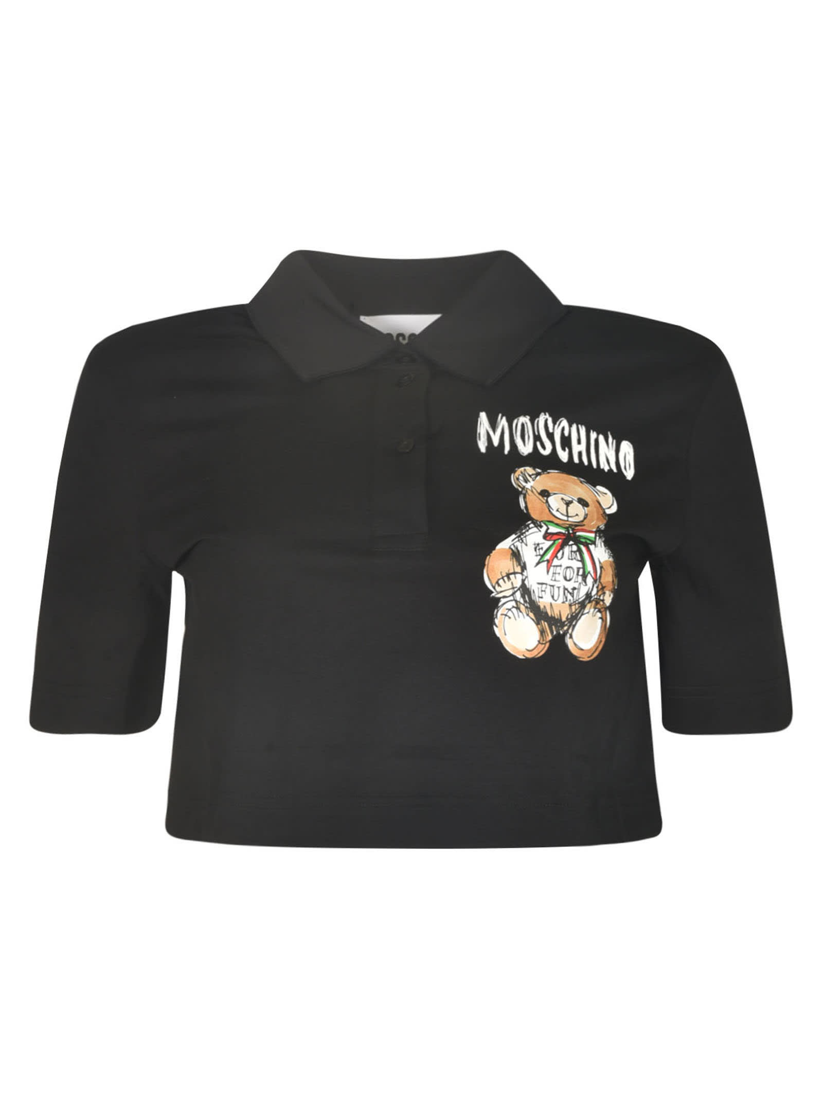 Shop Moschino Bear Cropped Polo Shirt