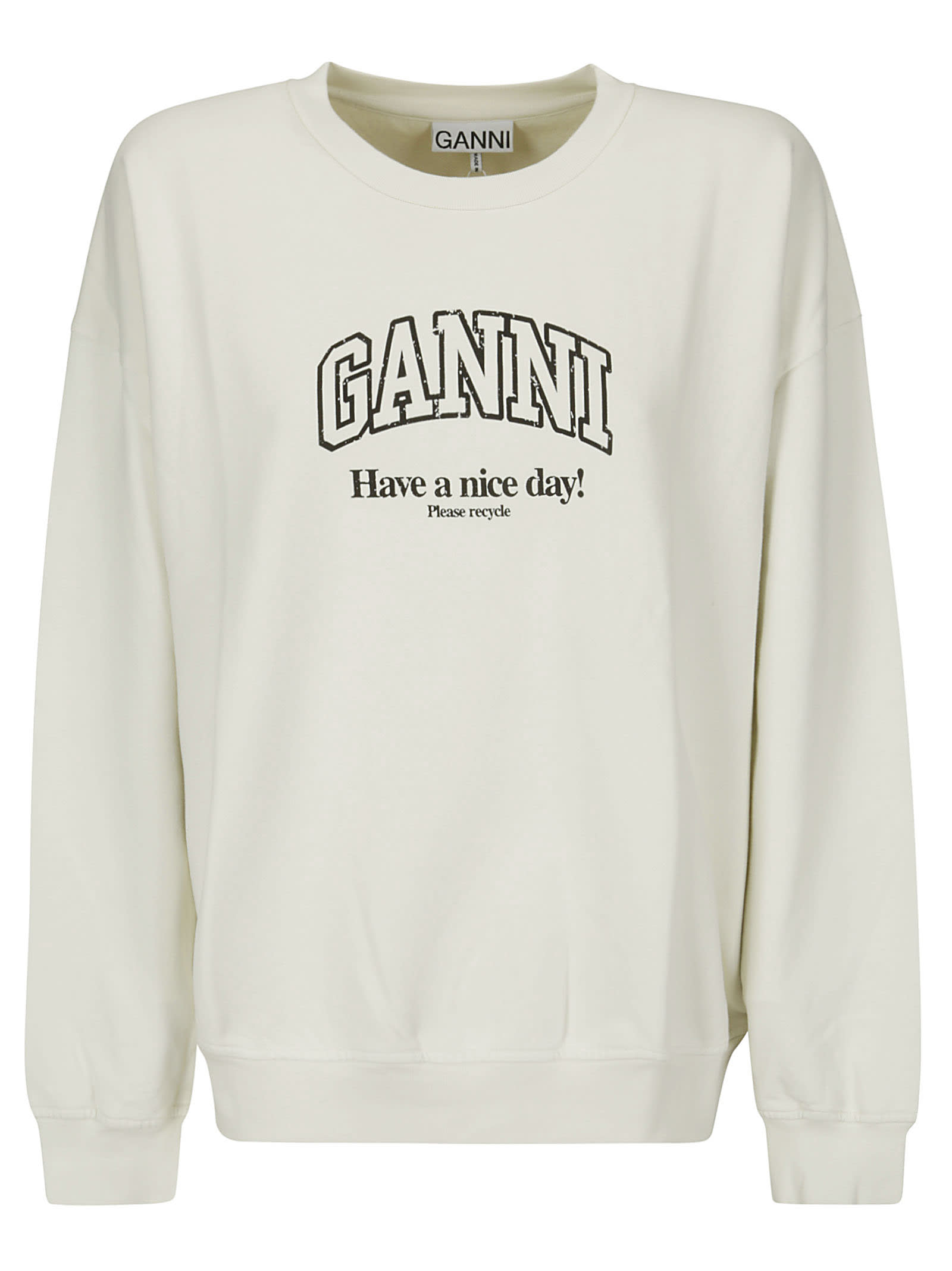 Shop Ganni Isoli  Oversized Sweatshirt In Egret