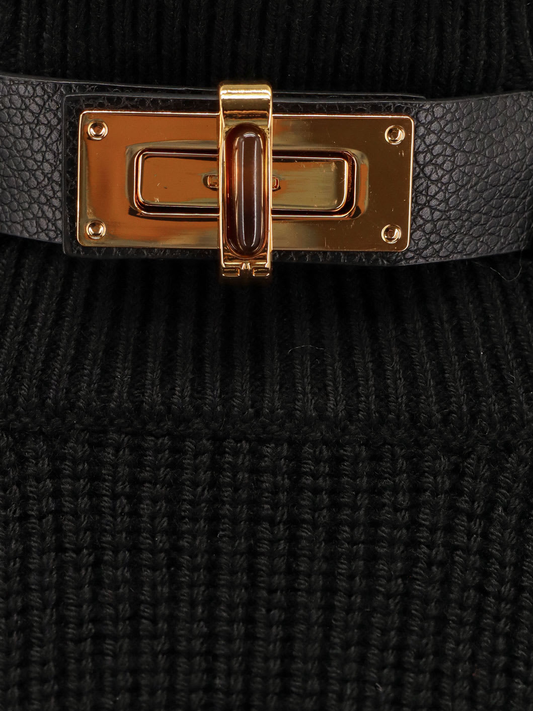 Elisabetta Franchi Ribbed Leather-trimmed Turtleneck Sweater In Black
