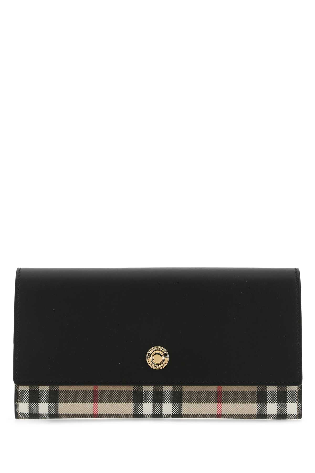 Burberry Multicolor E-canvas And Leather Wallet