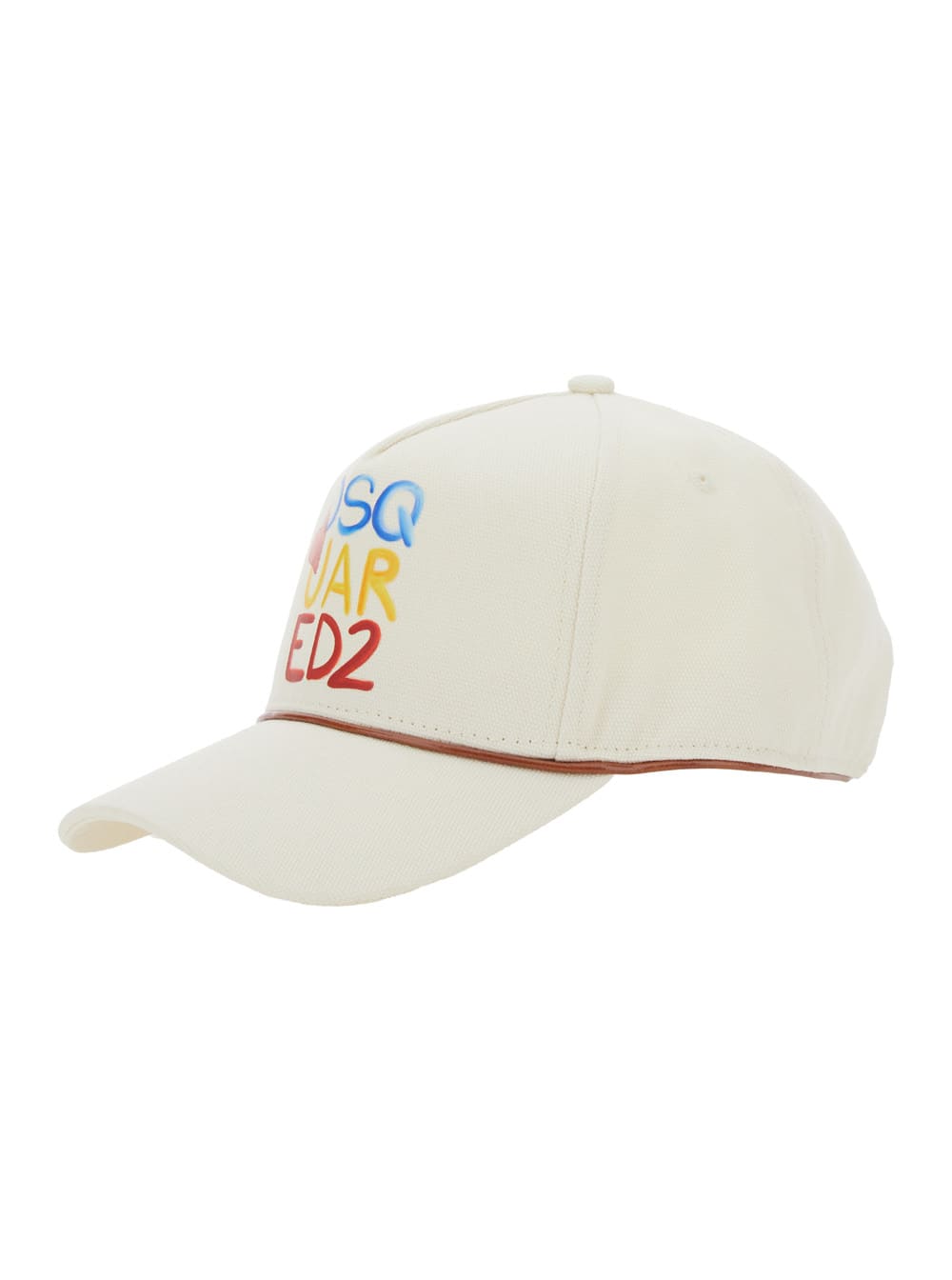 DSQUARED2 BEIGE BASEBALL CAP WITH LOGO LETTERING ON THE FRONT AND BUCKLE CLOSURE ON THE REAR IN COTTON MAN