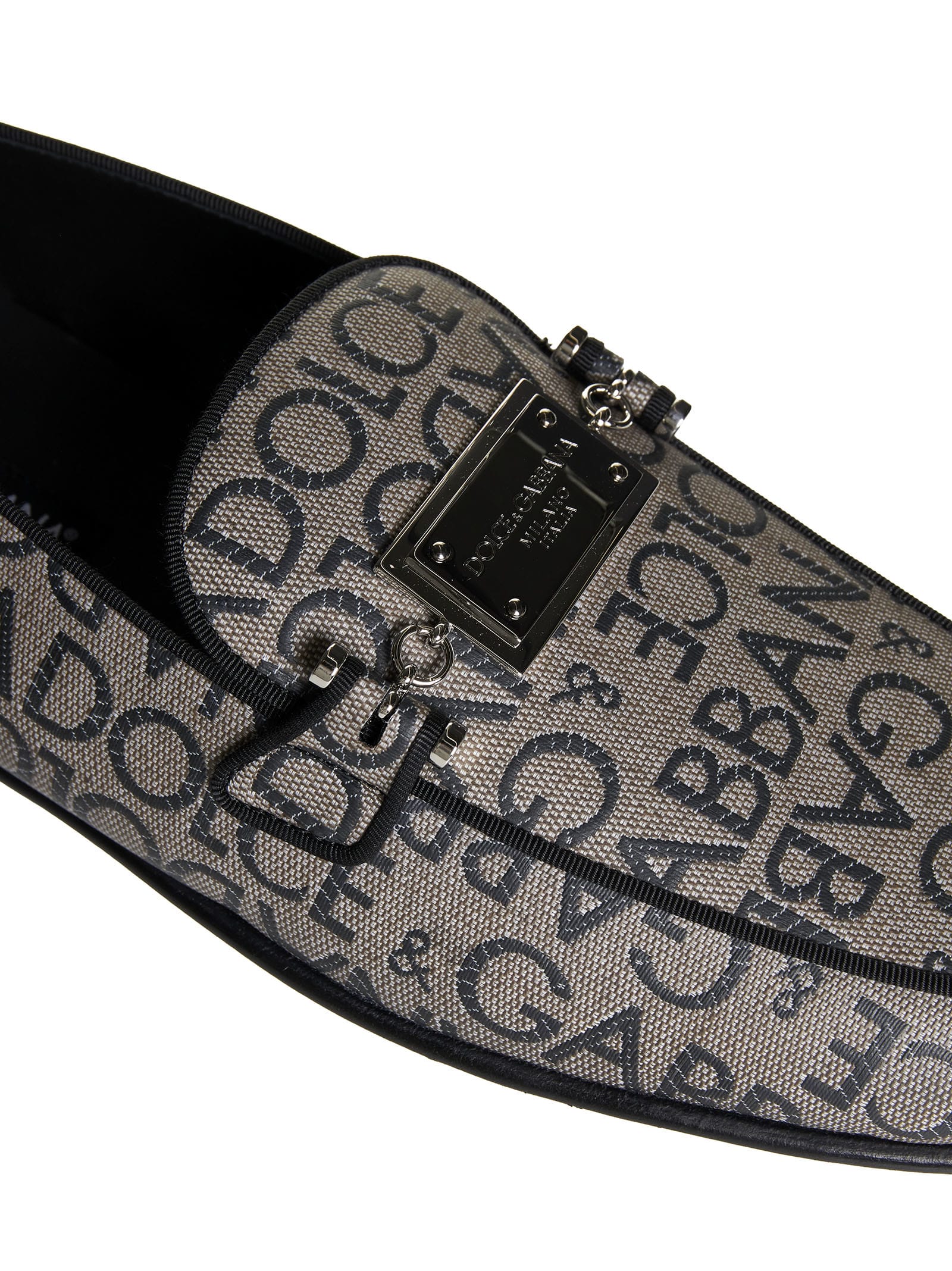 Dolce & Gabbana Logo-plaque Jacquard Loafers In Beige