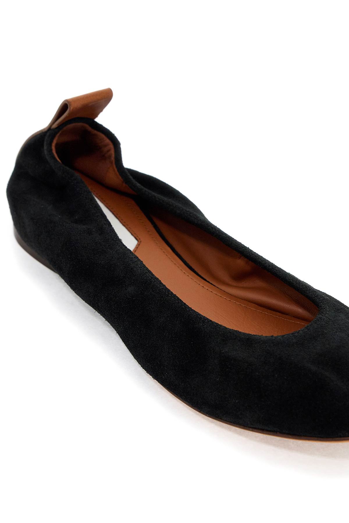 Shop Lanvin Suede Ballet Flats For In Noir (black)