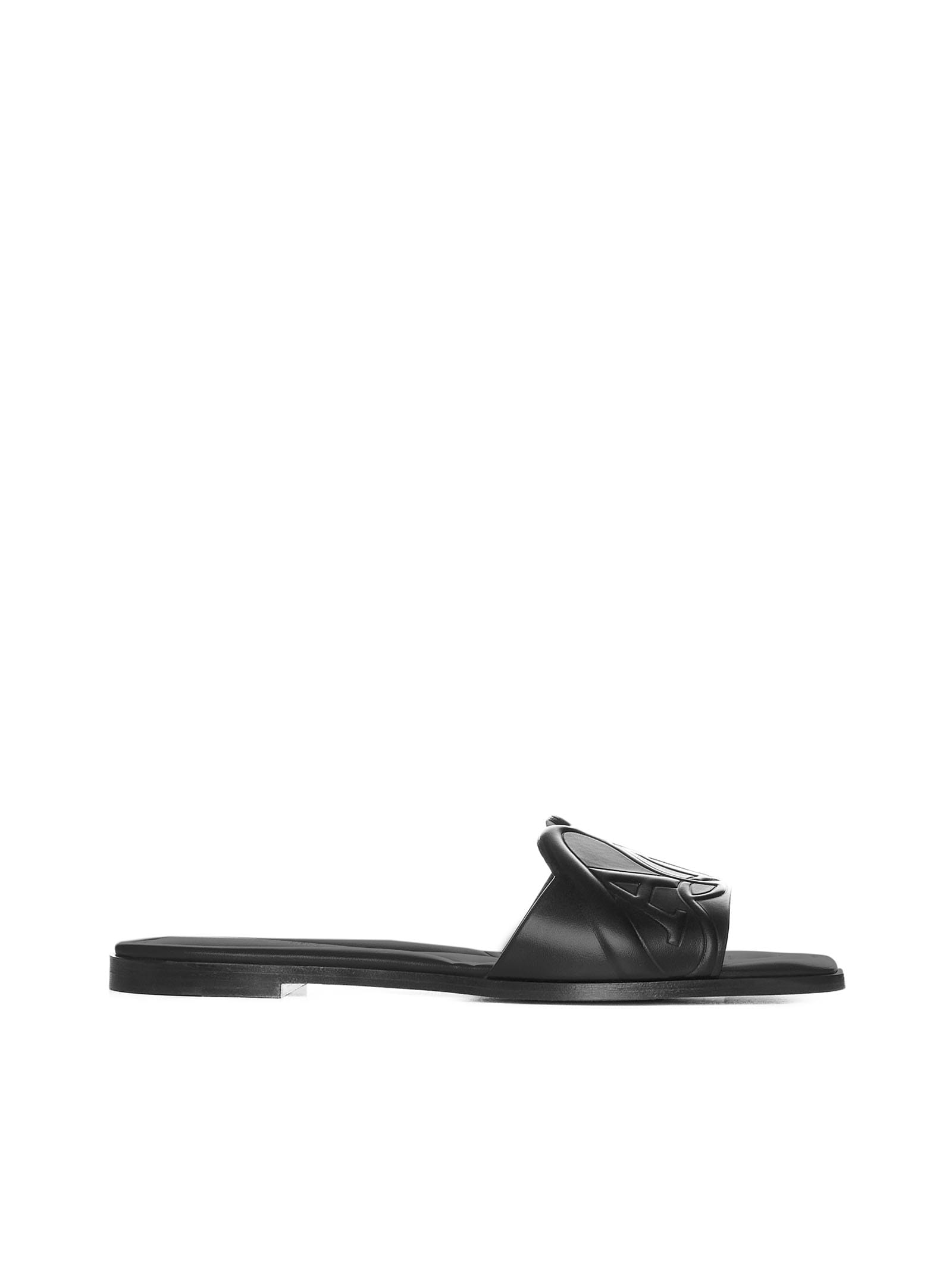 Alexander Mcqueen Alexander Mc Queen Seal Leather Flat Sandals In Black