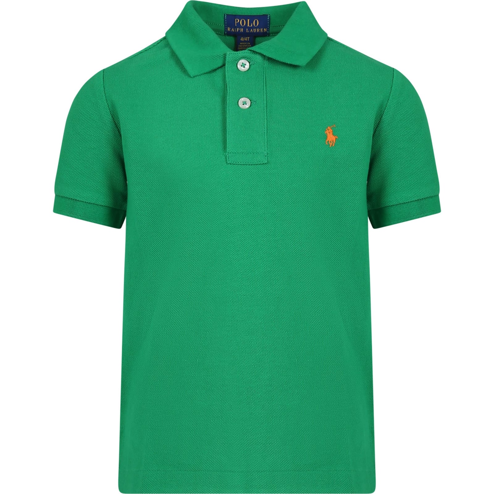 Ralph Lauren Kids' Green Polo Shirt For Boy With Iconic Poney