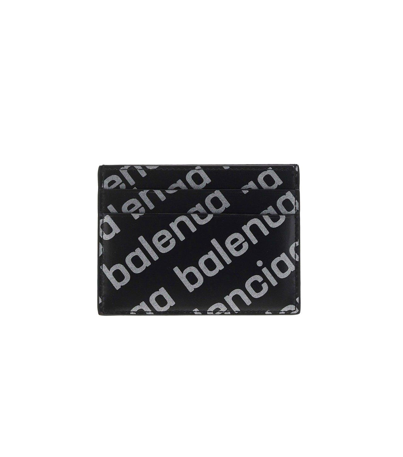 Shop Balenciaga Reflective Printed Cash Card Holder In Black