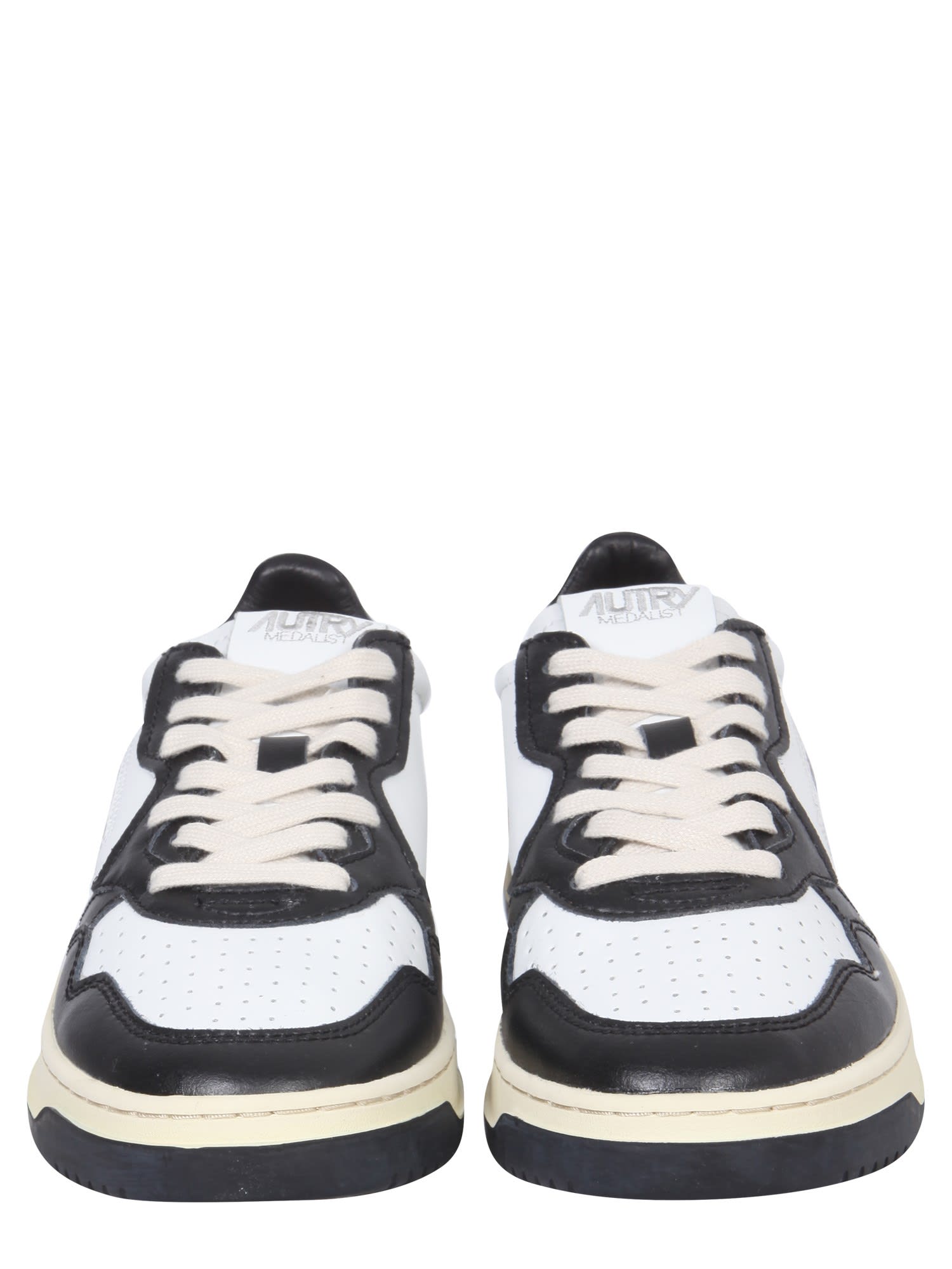 Shop Autry Leather Sneakers In White Black