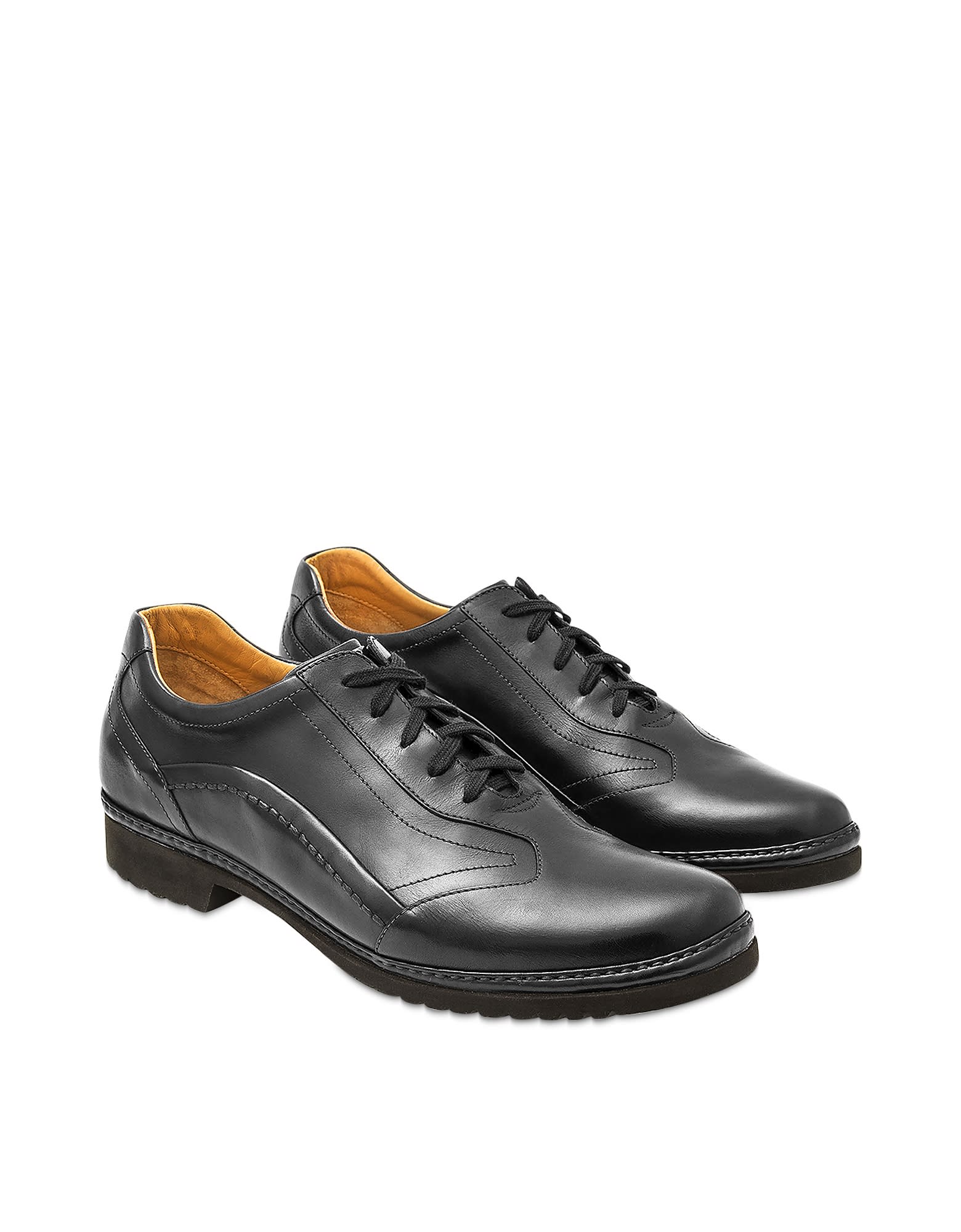 Pakerson Black Italian Handmade Leather Lace-up Shoes