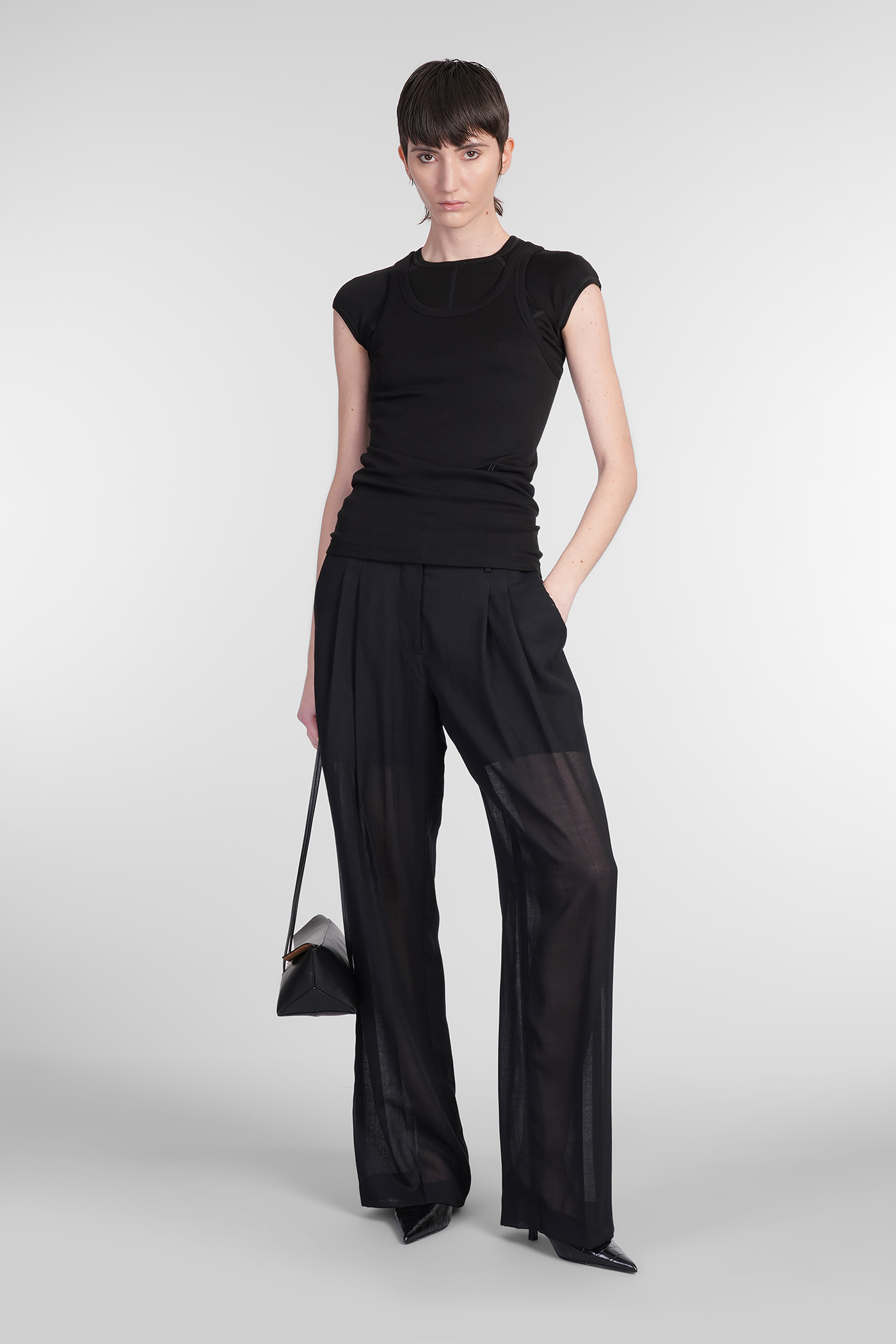 Helmut Lang Topwear In Black Wool And Polyester In Black